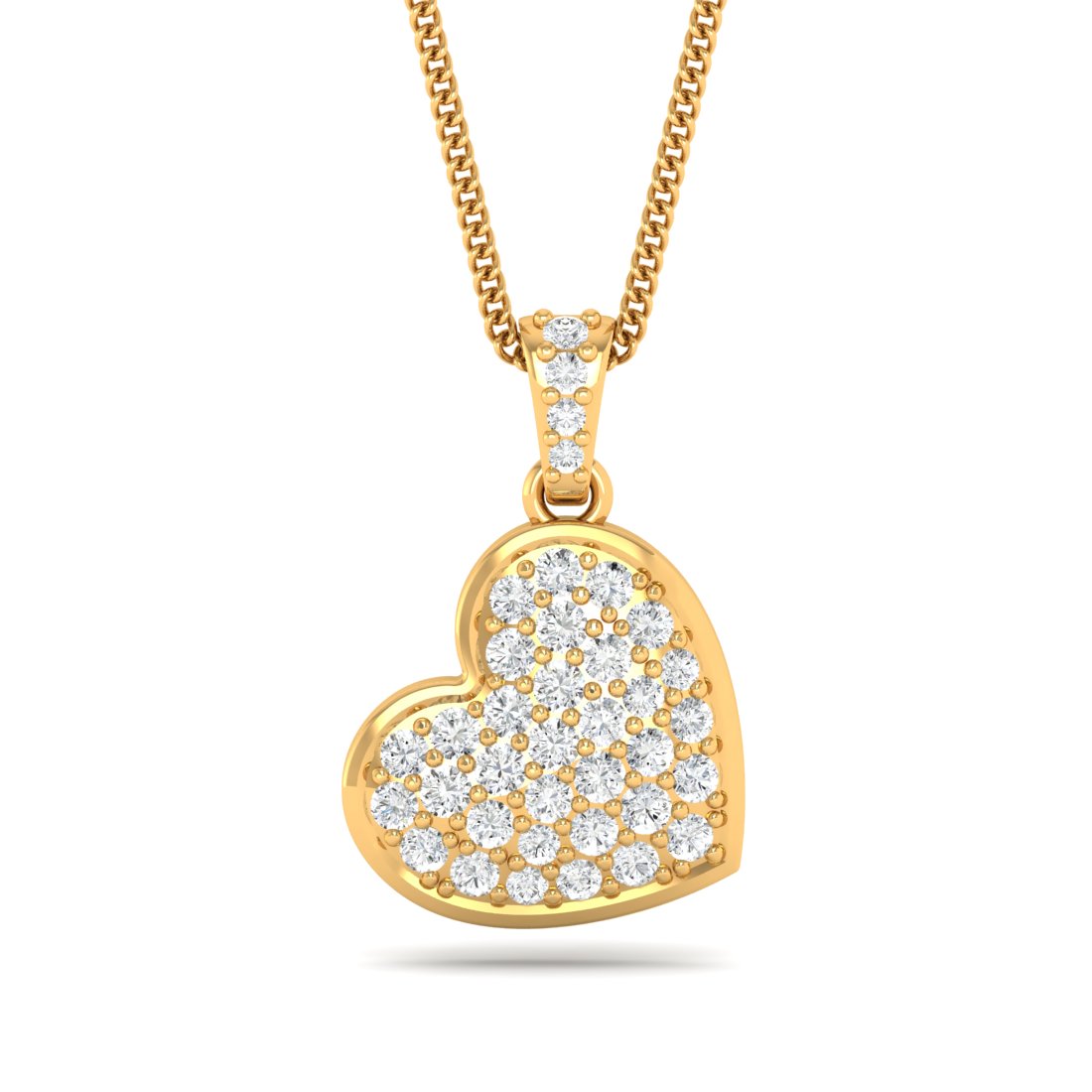 Yellow Heart Shaped Pendant For Couples in Gold 