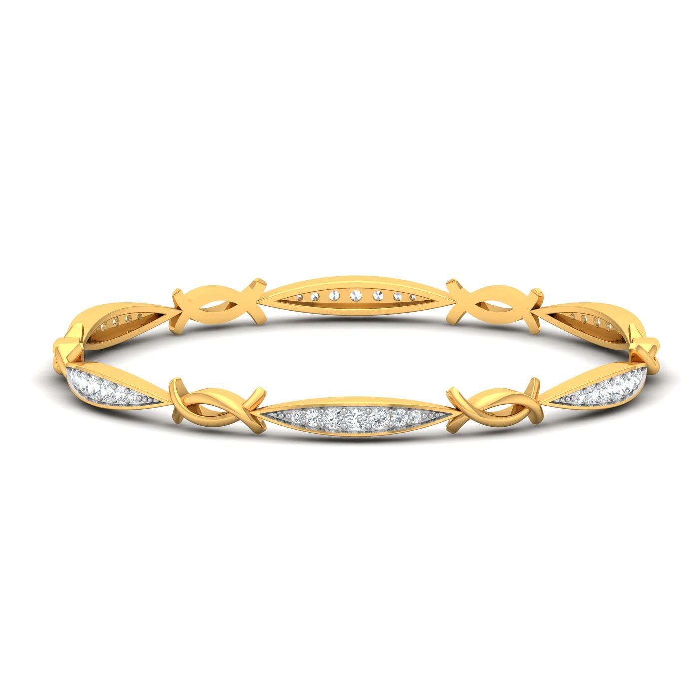 Yellow Gold Naira Flickering Diamond Bangles For women