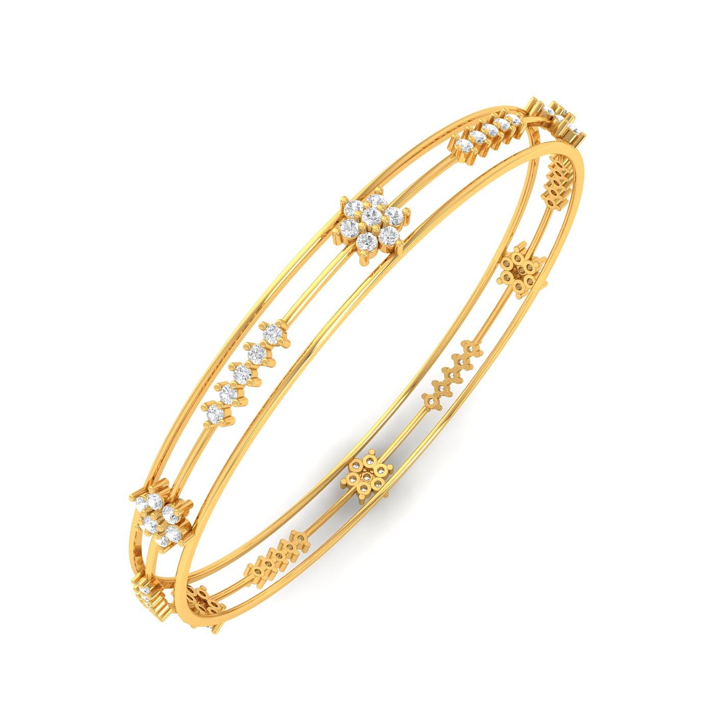 Yellow Gold Nora Glamorous Diamond Bangles For Women