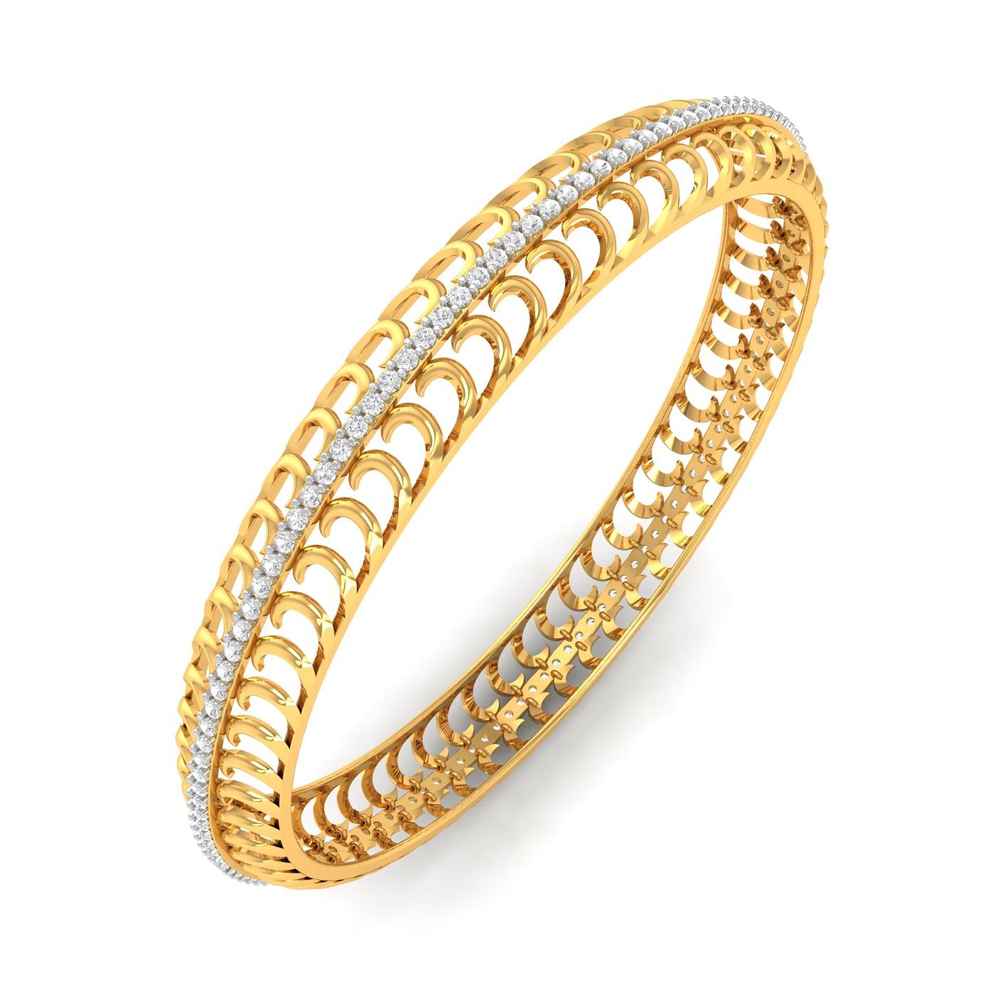 Chaitaly Yellow Gold & Diamond Bangles For Women