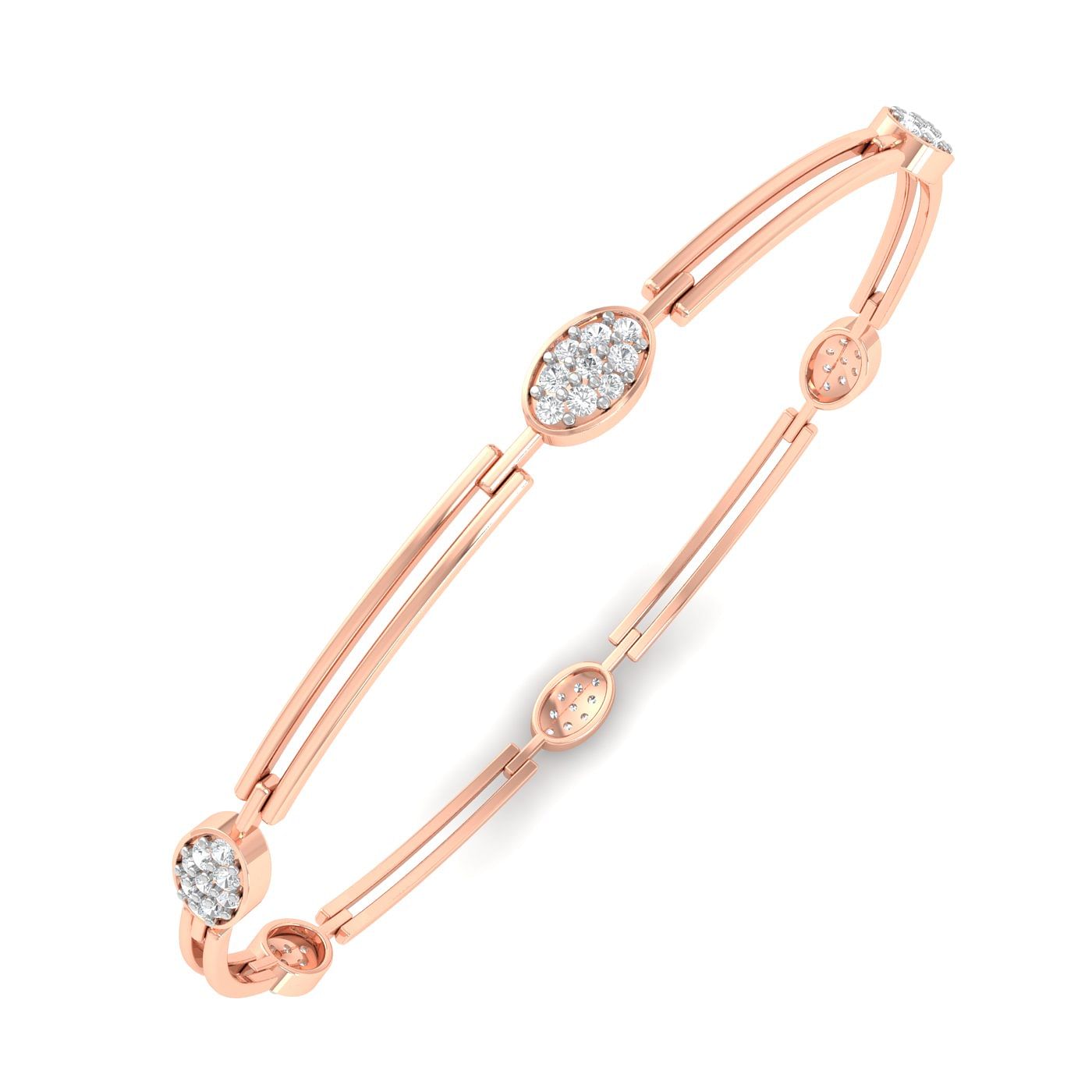 Mahera Dazzle 18k Rose Gold Diamond Bangles For Women