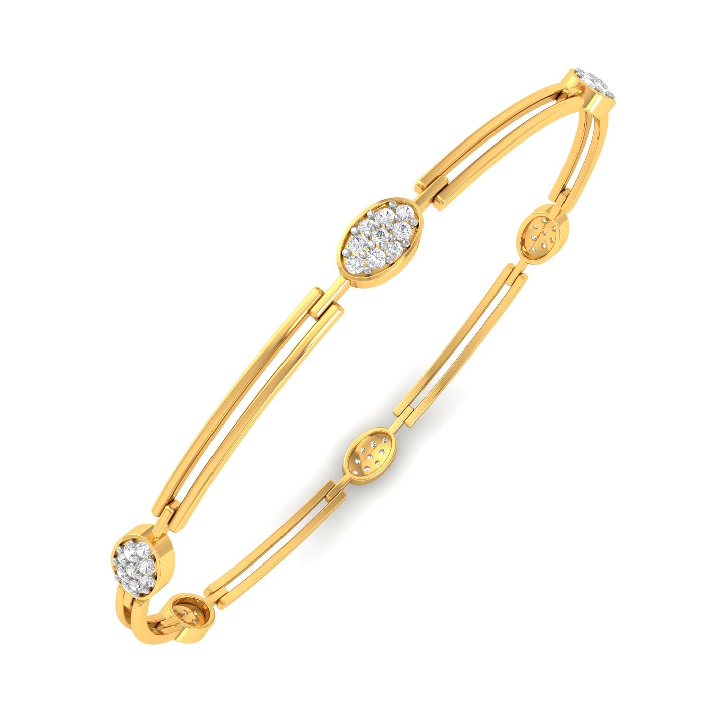 Mahera Dazzle 18k Yellow Gold Diamond Bangles For Women