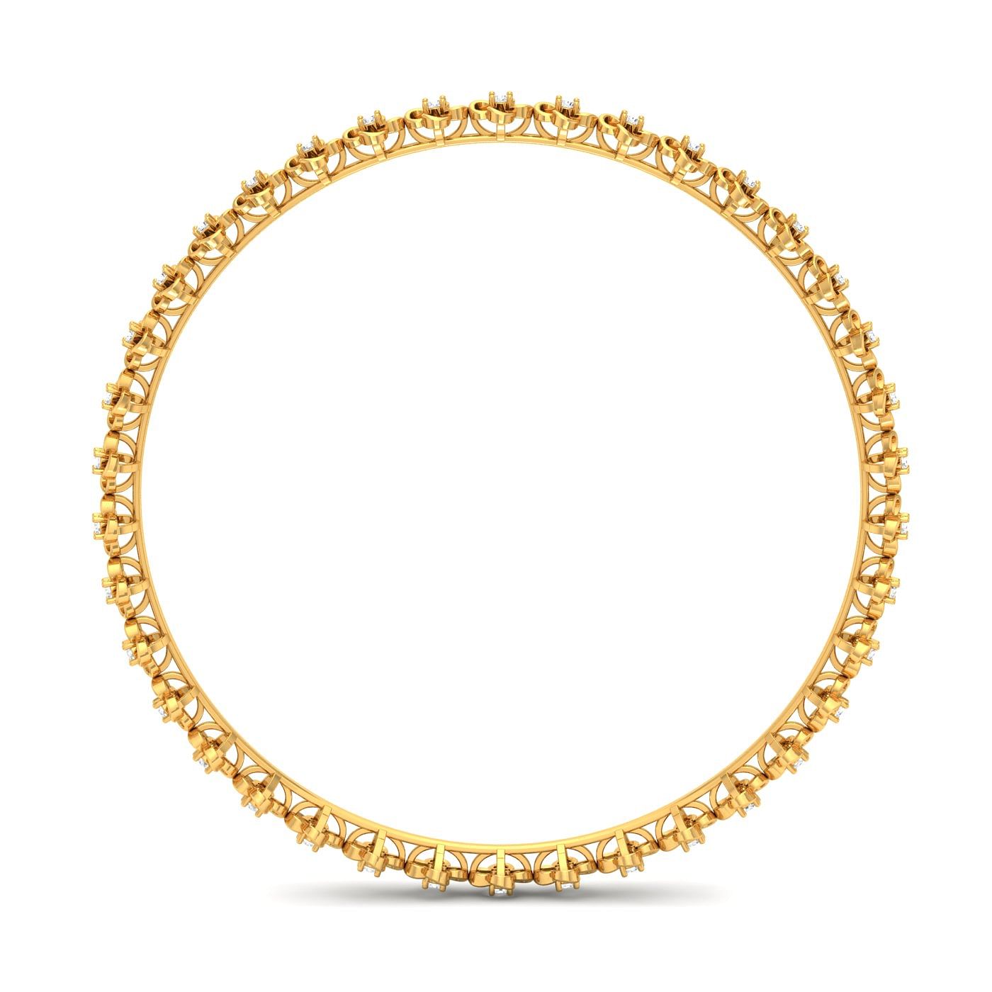 Yellow Gold Hiral Fleur Diamond Bangles For Women