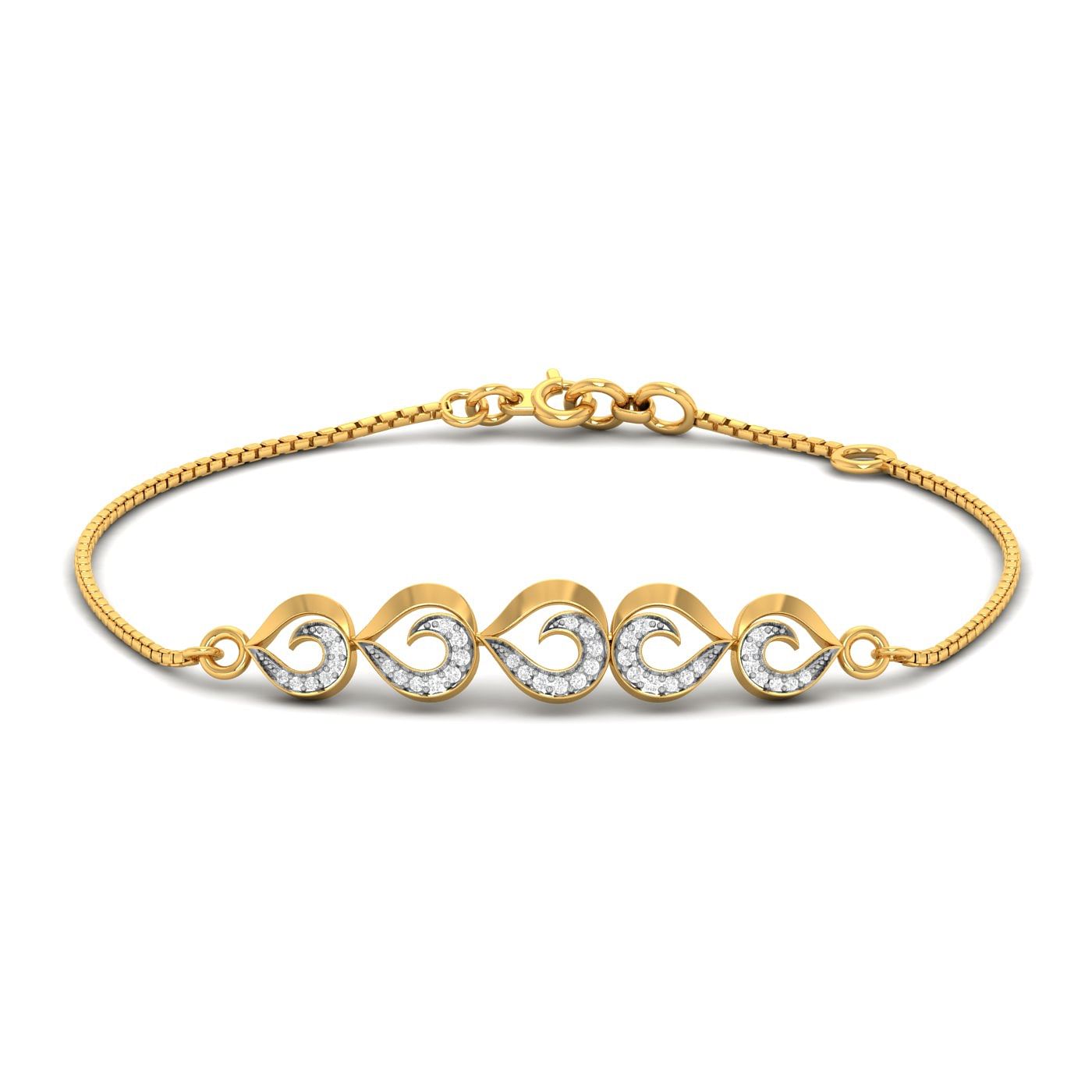 Engagement Wear Yellow Gold Aaradhya Diamond Bracelet