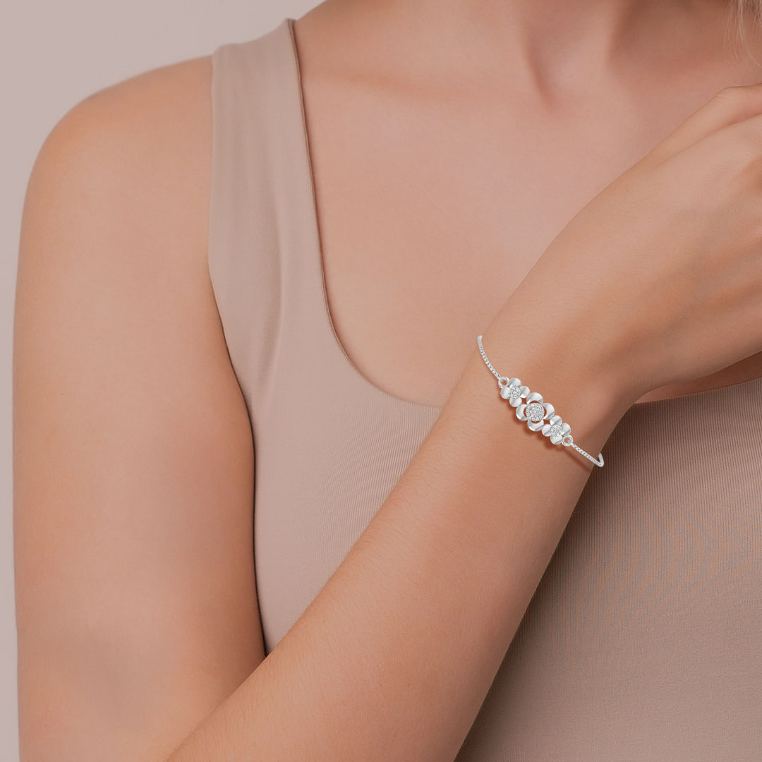 Wedding Round Cluster Flora Diamond Bracelet For Women