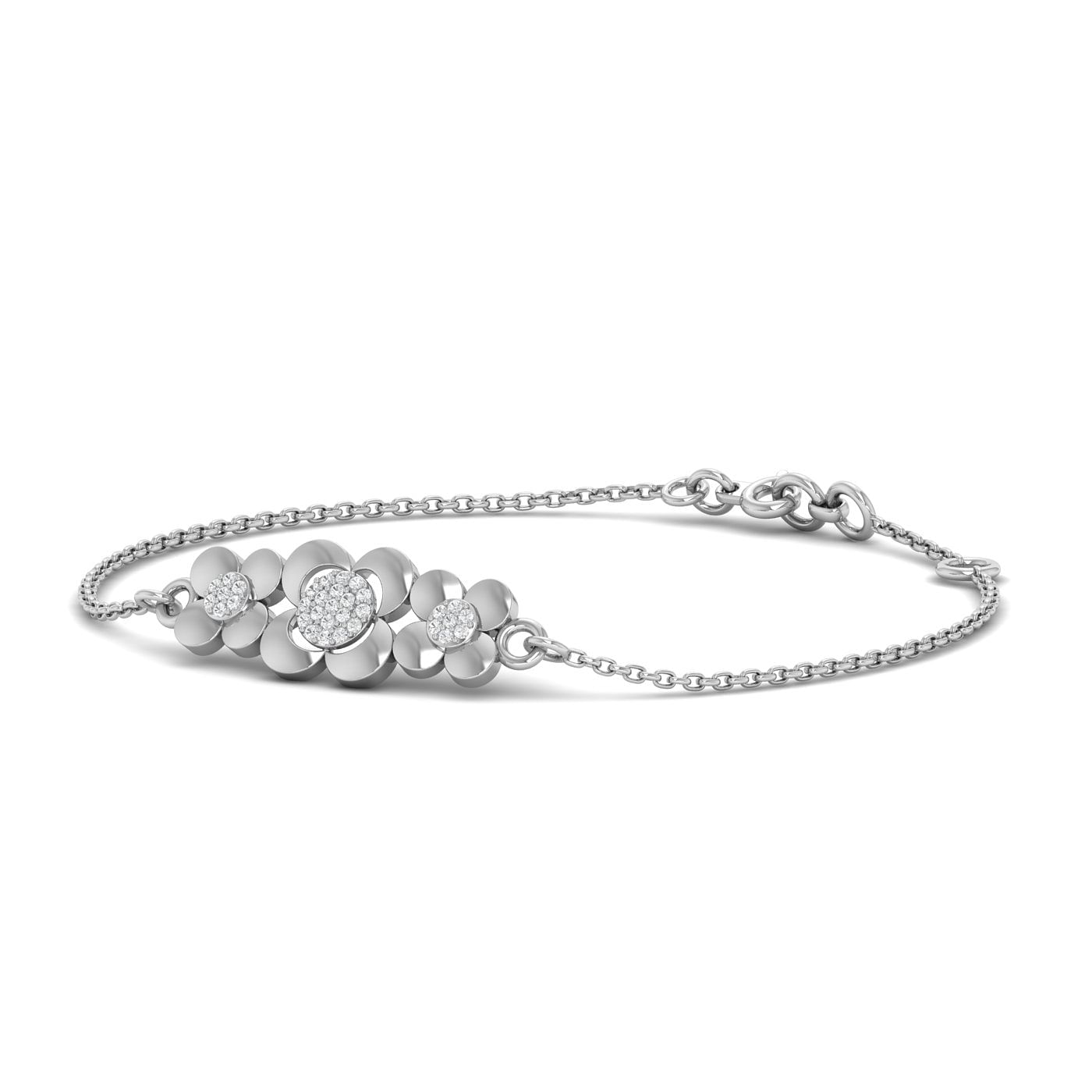 Wedding Round Cluster Flora Diamond Bracelet For Women