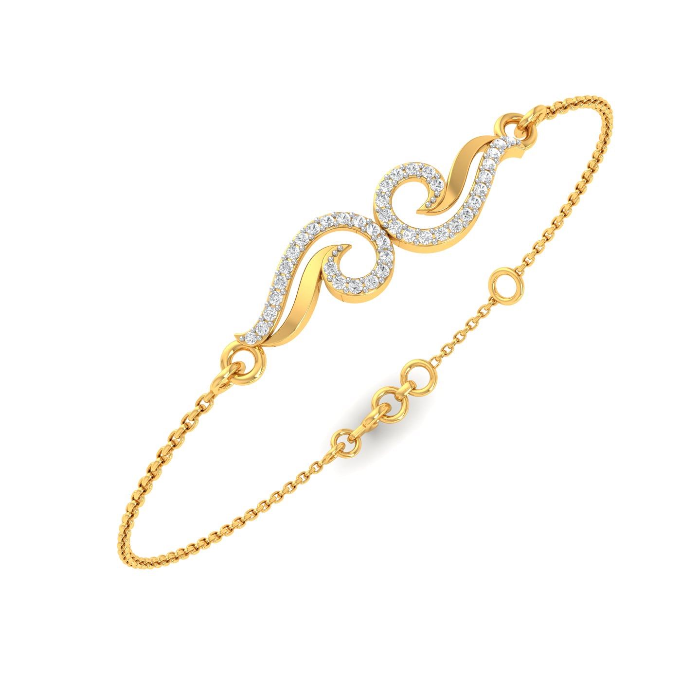 Unique Yellow Gold Mia Diamond Bracelet For Daily Wear