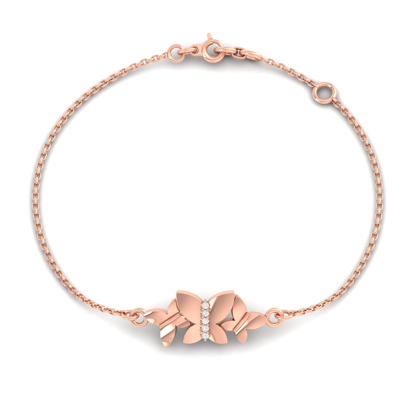 18k Daily Wear Rose Gold Fancy Mariposa Diamond Bracelet For Women
