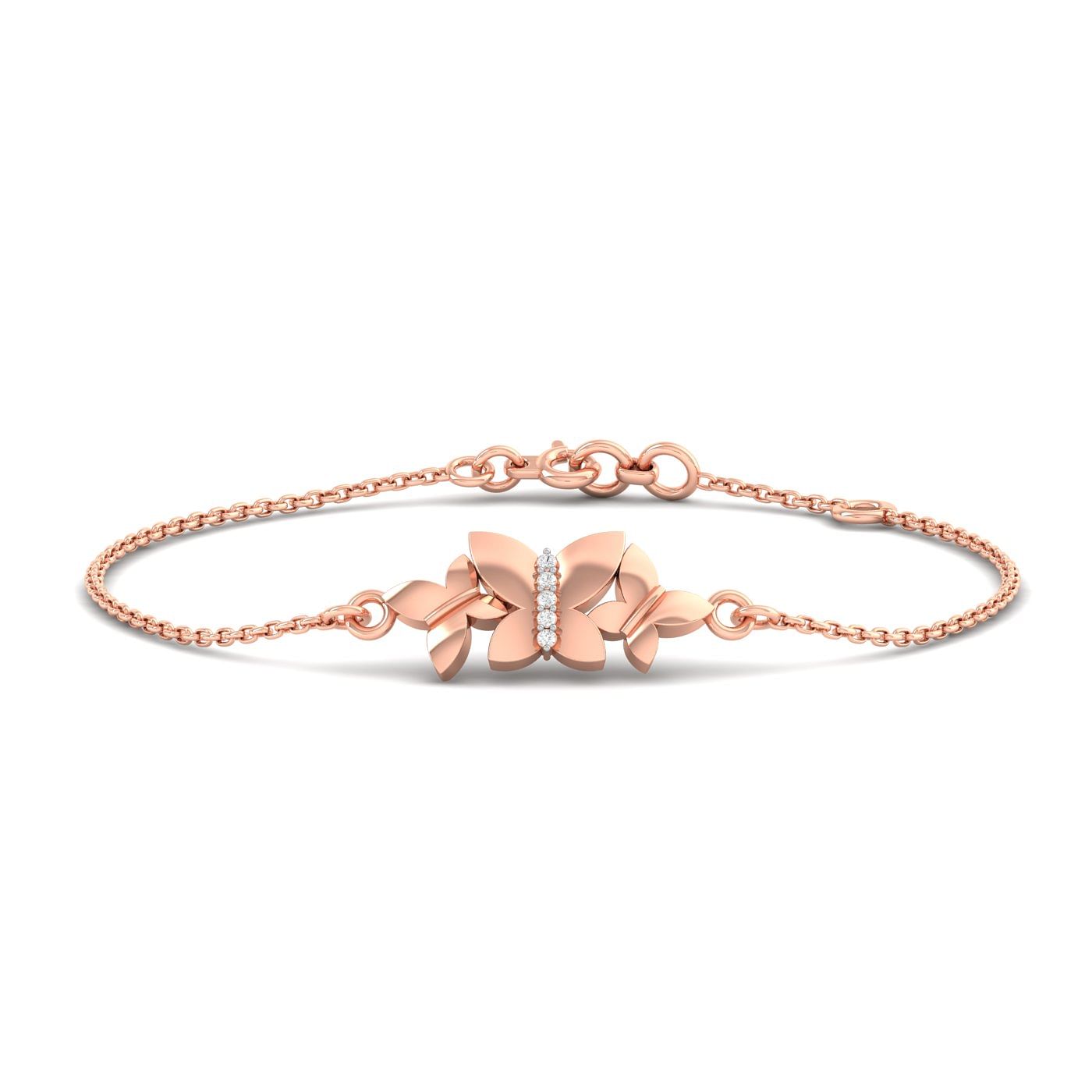 18k Daily Wear Rose Gold Fancy Mariposa Diamond Bracelet For Women