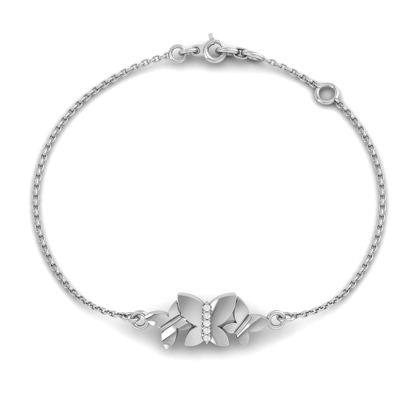 18k Daily Wear White Gold Fancy Mariposa Diamond Bracelet For Women