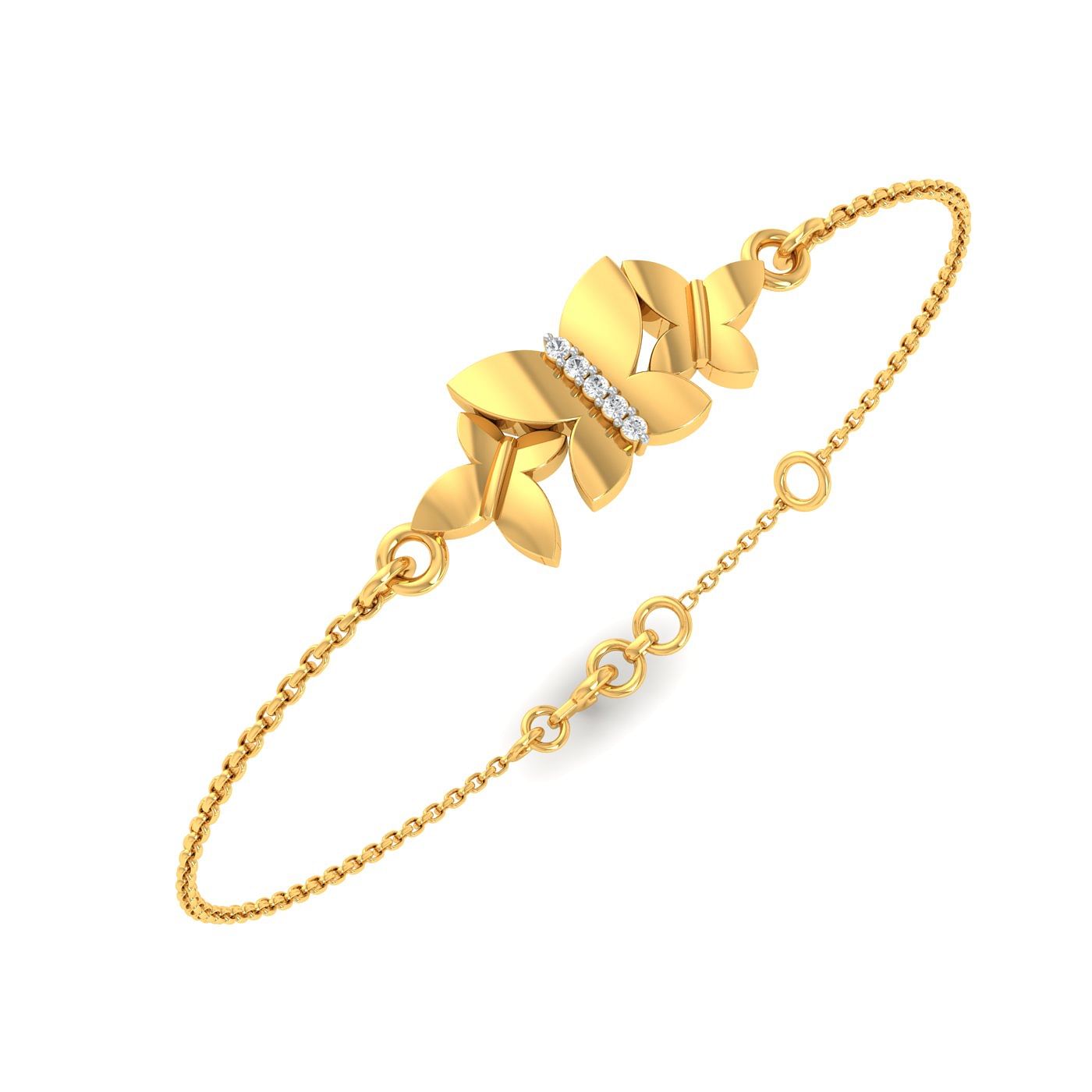 18k Daily Wear Yellow Gold Fancy Mariposa Diamond Bracelet For Women