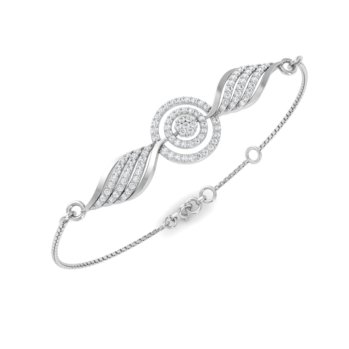 White Gold Sparkling Diamond Bracelet For Engagement Gift