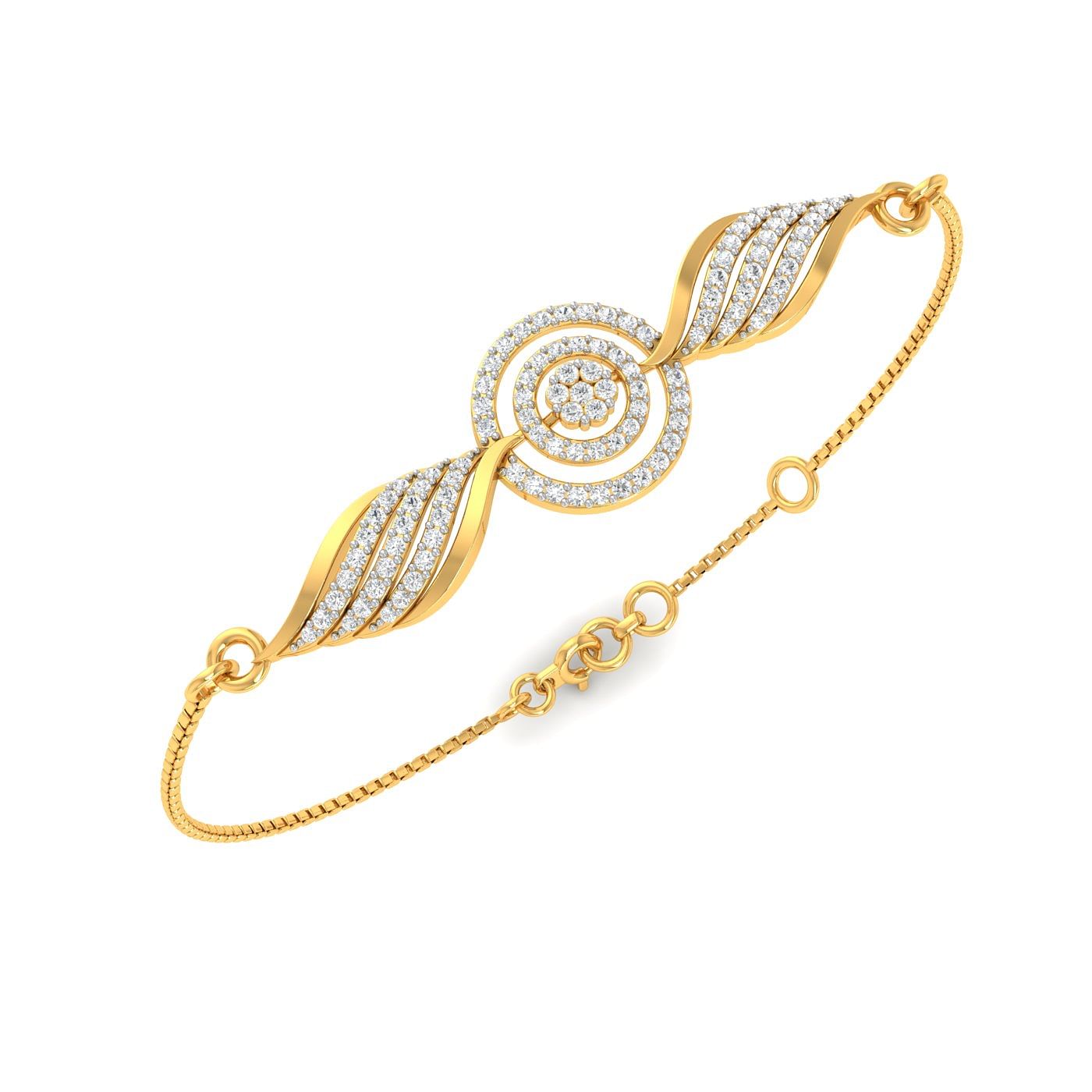 Yellow Gold Sparkling Diamond Bracelet For Engagement Gift