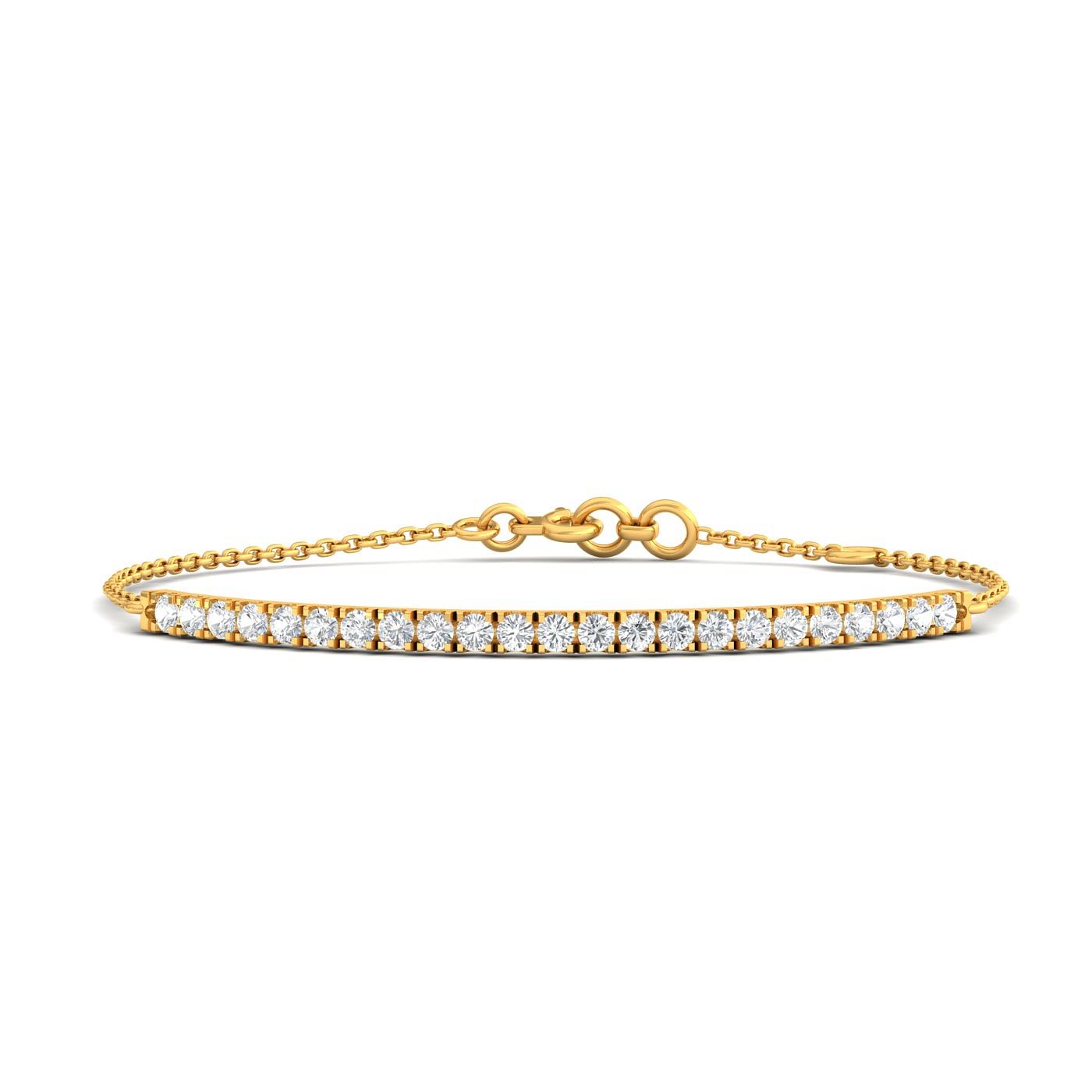 Yellow Gold Daily Wear Plain Diamond  Bracelet For Women