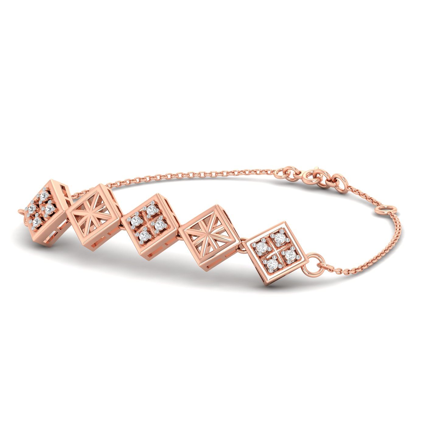 Office Wear Rose Gold Geometric Diamond Bracelet
