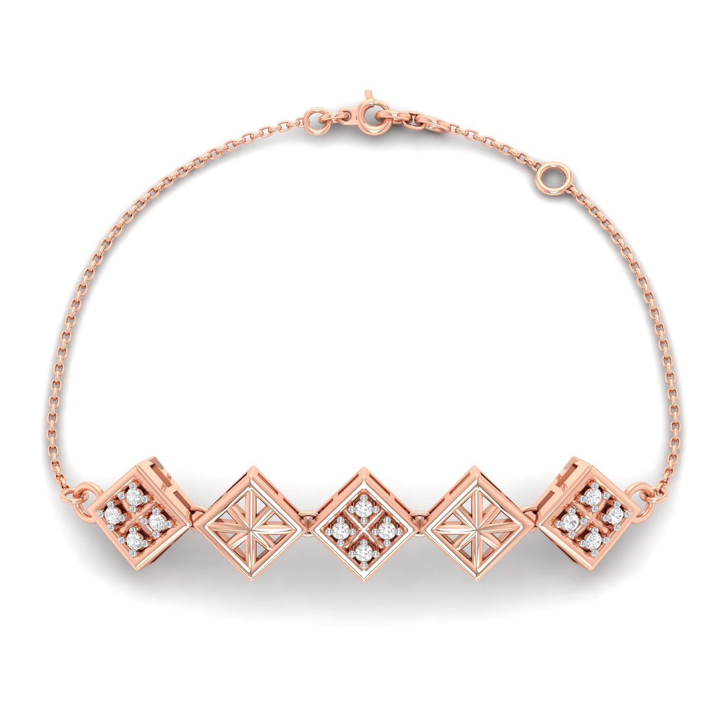 Office Wear Rose Gold Geometric Diamond Bracelet