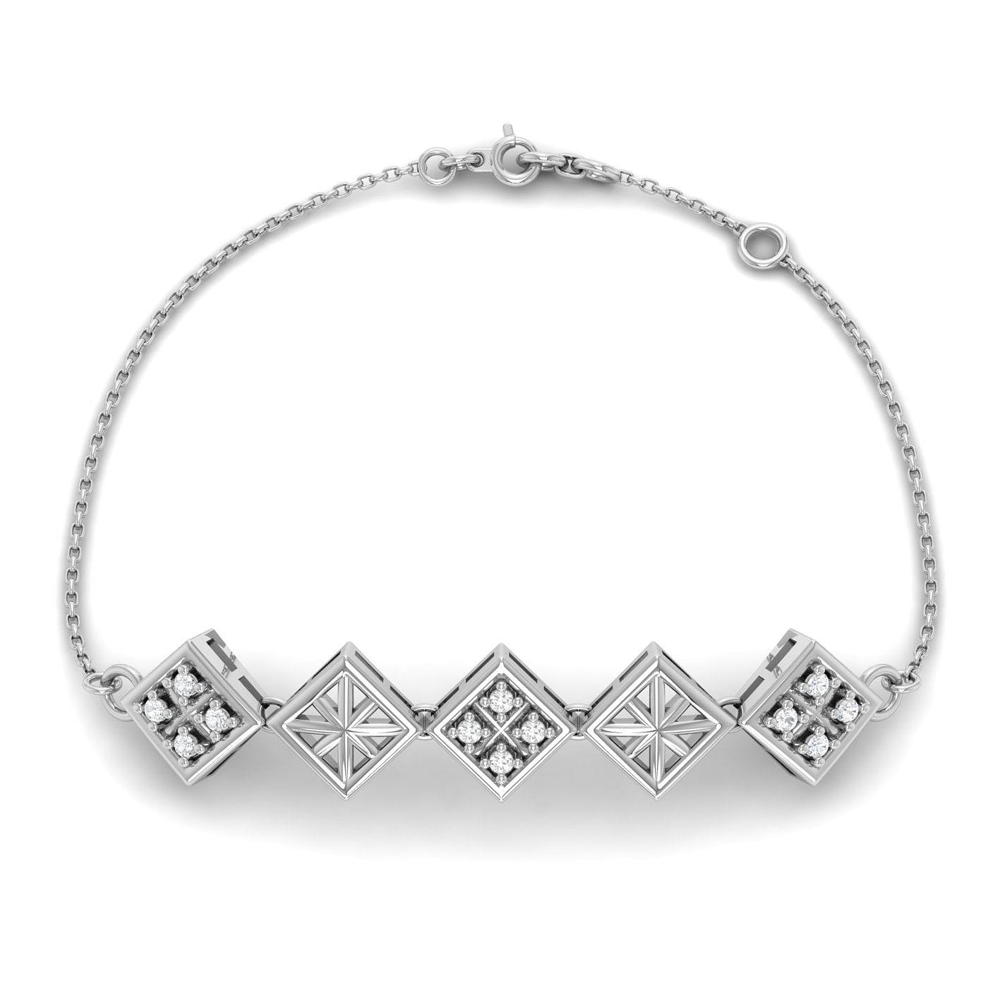 Office Wear White Gold Geometric Diamond Bracelet