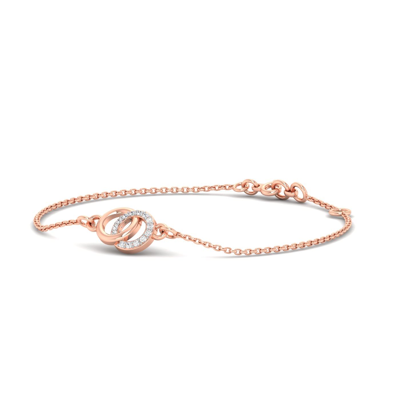 Daily Wear Rose Gold Round Chain Diamond Bracelet