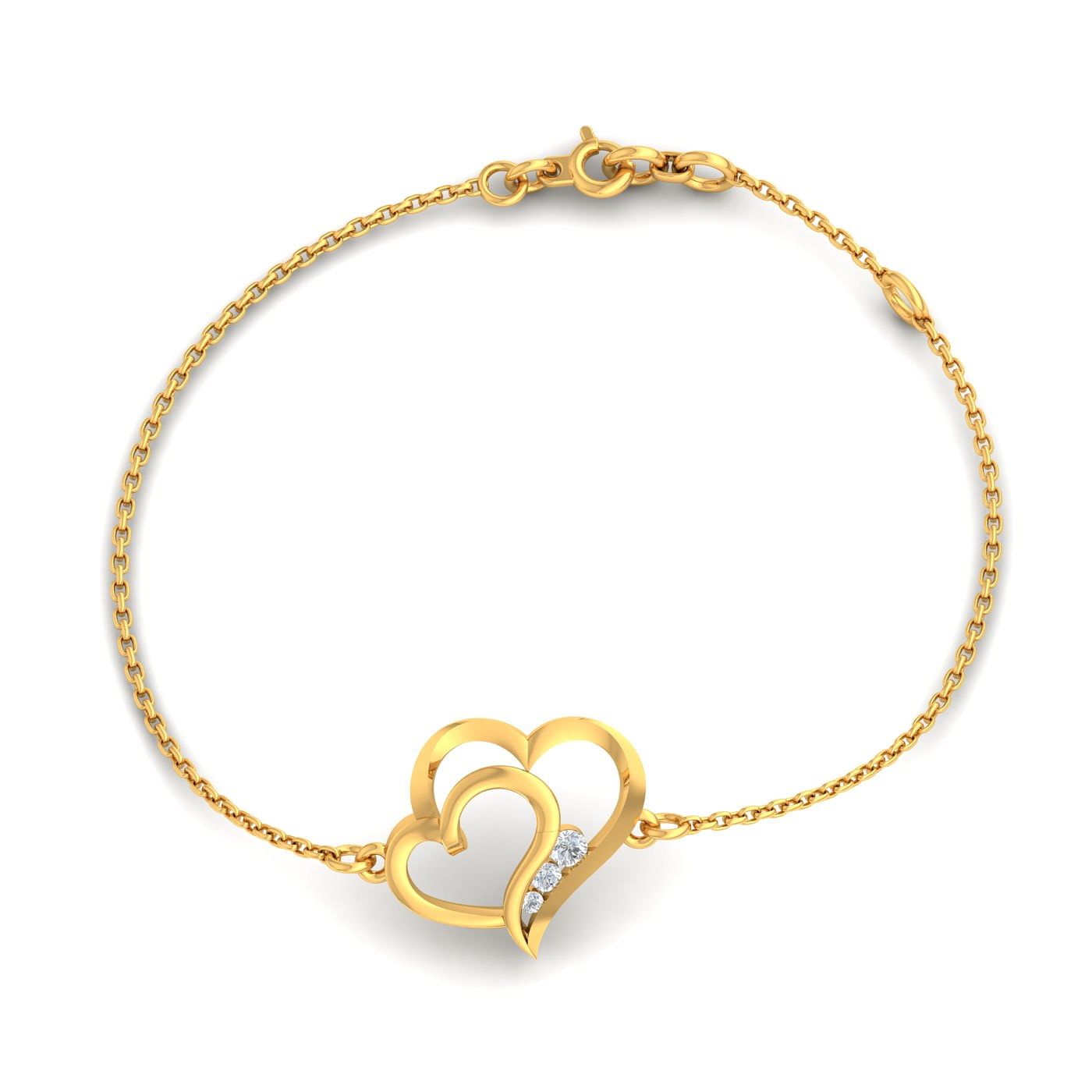 Yellow Gold Join Heart Diamond Bracelet