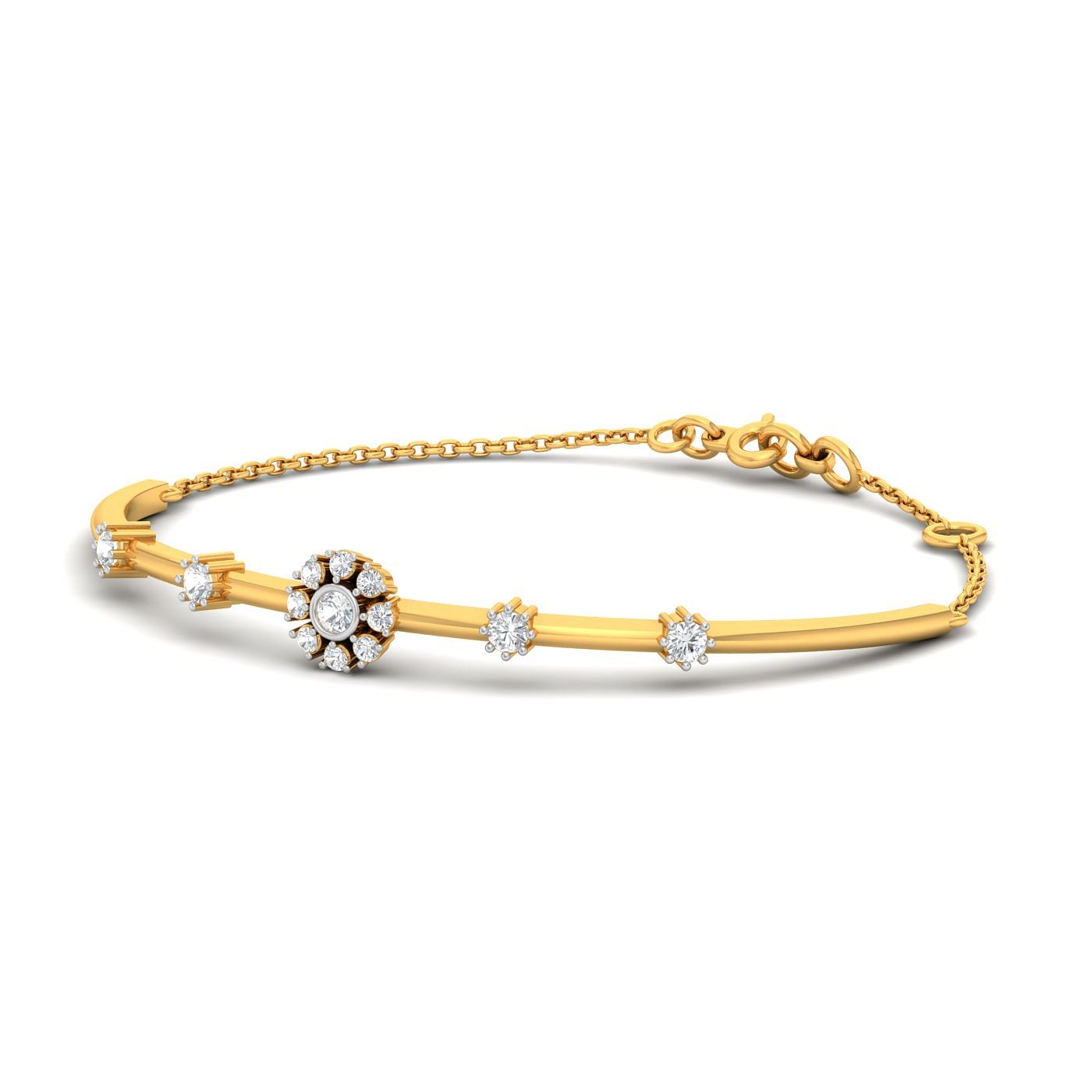 Designer Yellow Gold Grace Diamond Bracelet For Women