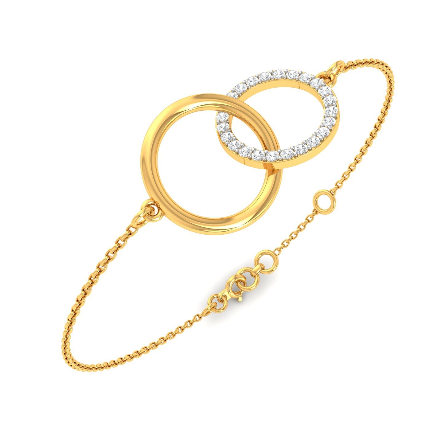 Intertwined Round Diamond Bracelet Yellow Gold