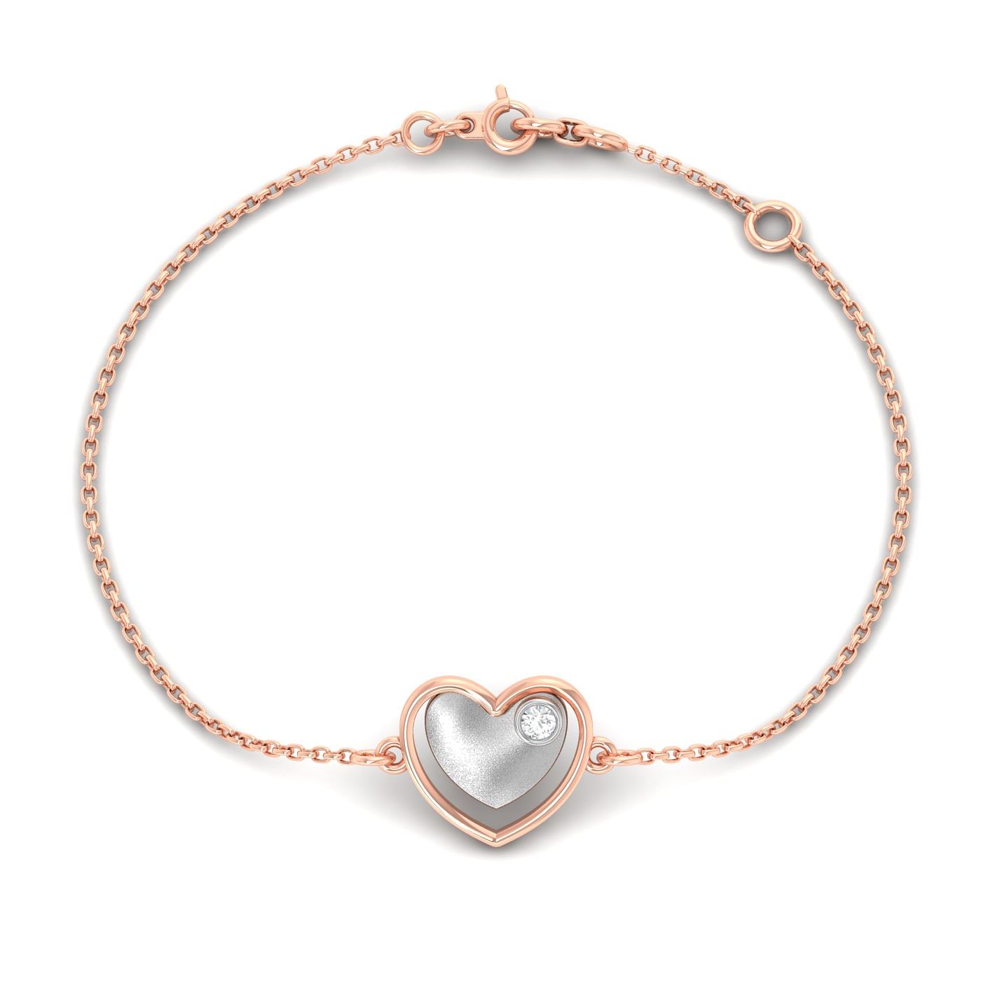 Sealed Heart Diamond  Bracelet In Rose Gold