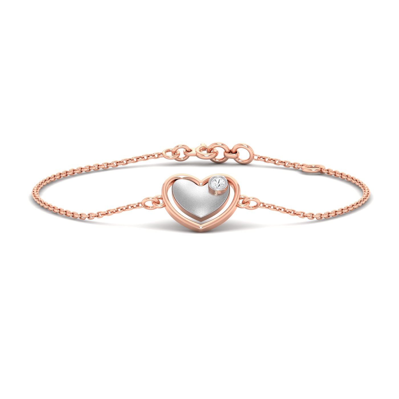 Sealed Heart Diamond  Bracelet In Rose Gold