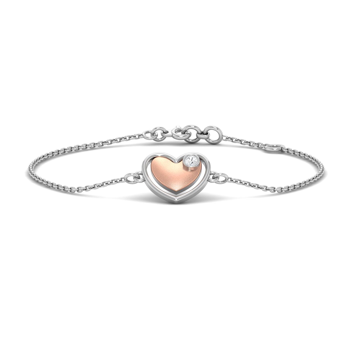 Sealed Heart Diamond  Bracelet In White Gold