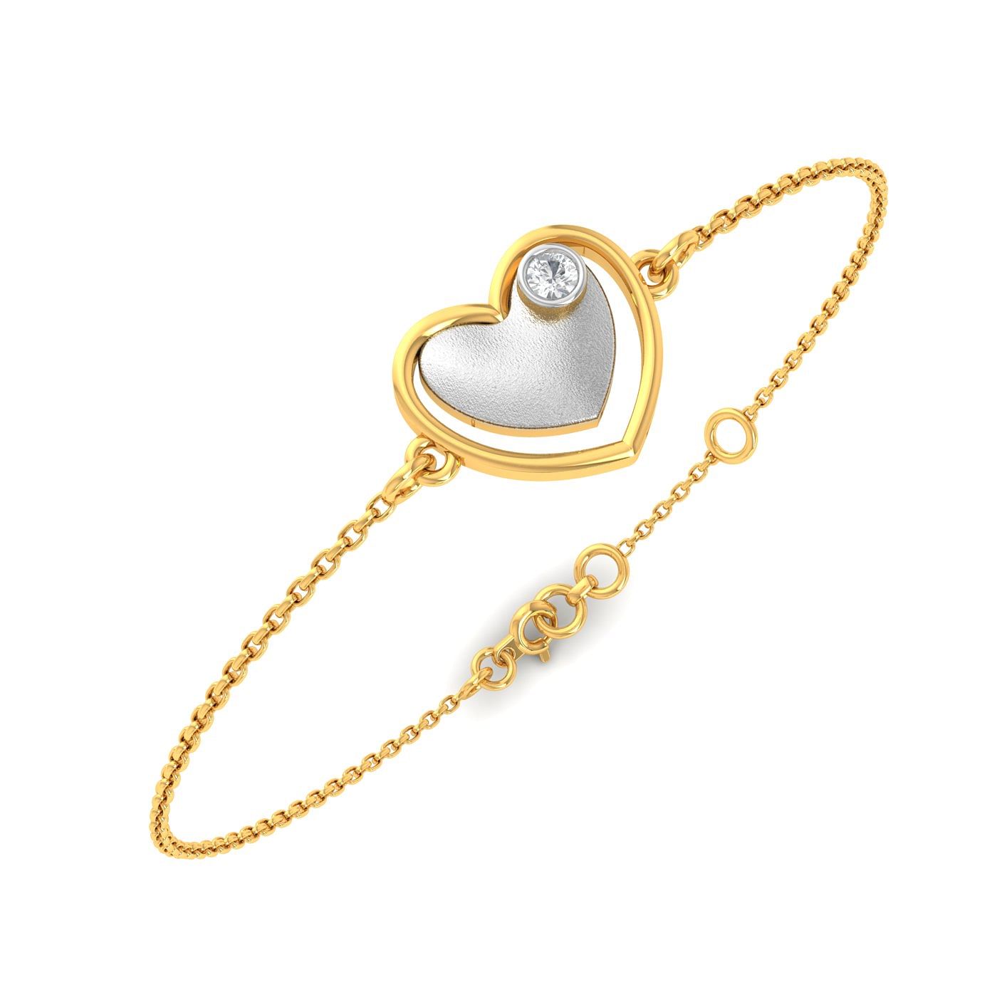 Sealed Heart Diamond  Bracelet In Yellow Gold