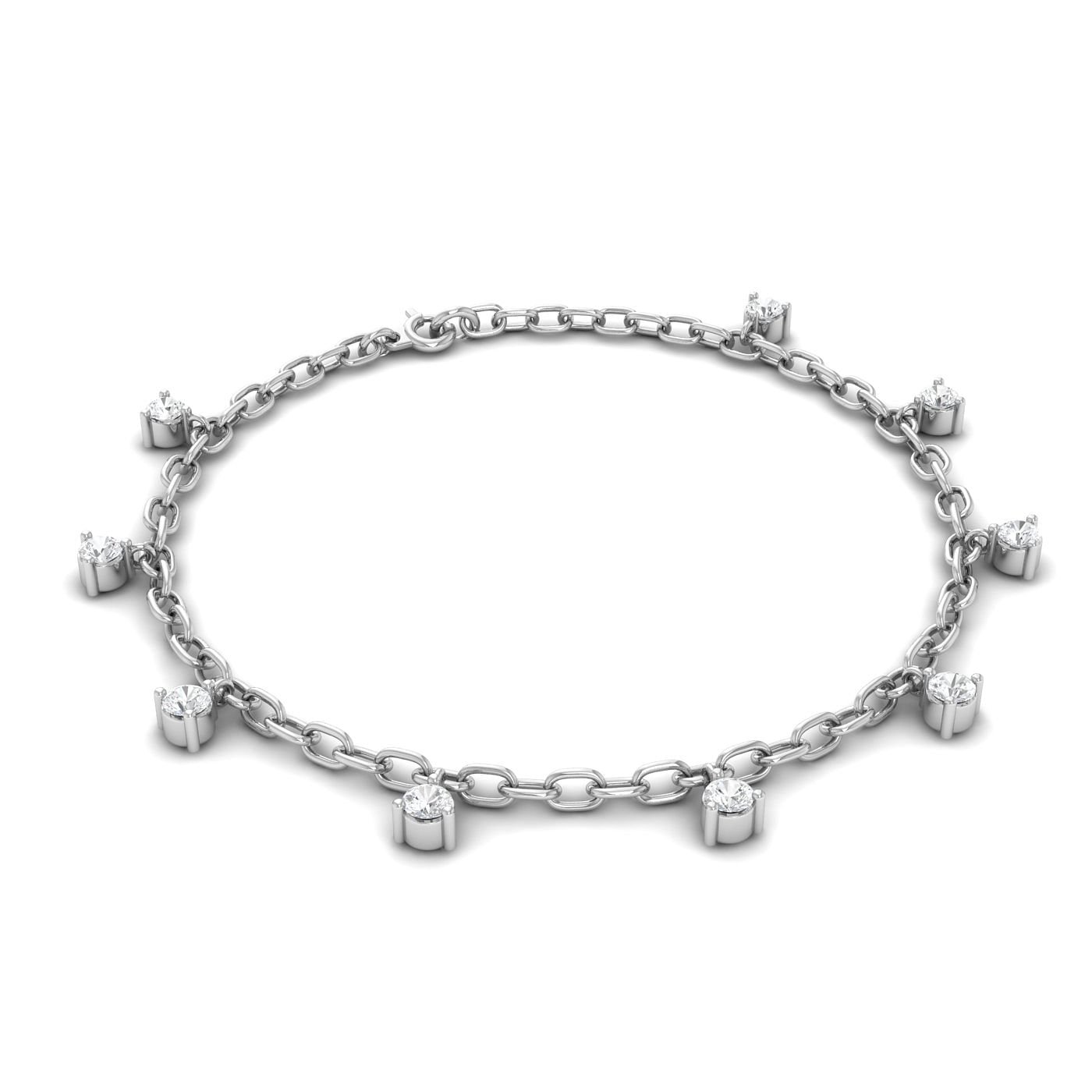 Fancy Chain Round Diamond Bracelet