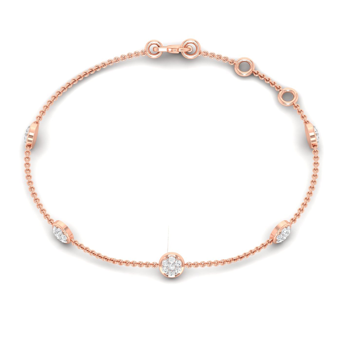 Rose Gold Chain Bracelet Wavy Diamond Bracelet For Women