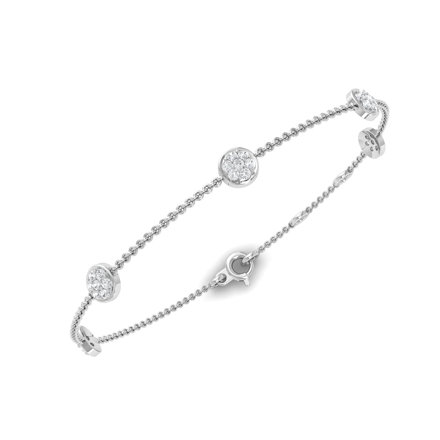 White Gold Chain Bracelet Wavy Diamond Bracelet For Women