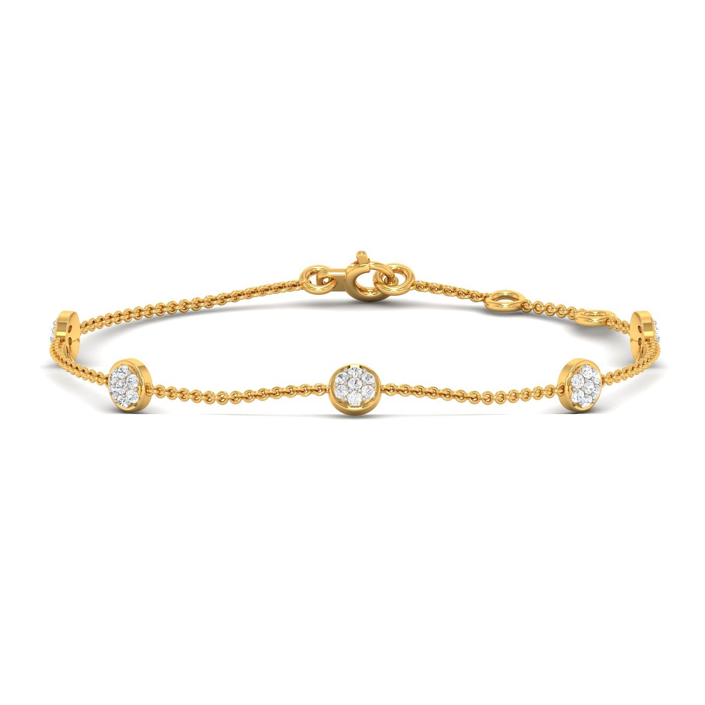 Yellow Gold Chain Bracelet Ripple Diamond Bracelet For Women
