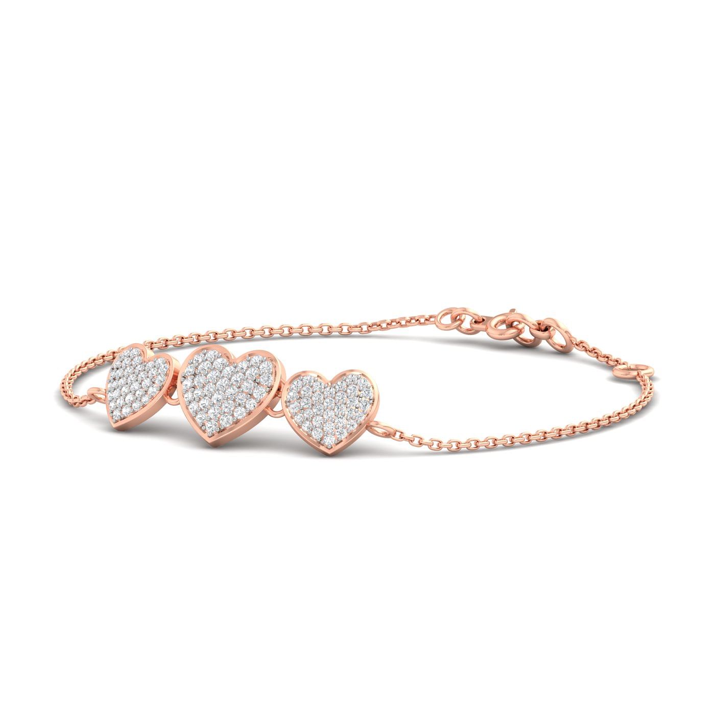 Tri Cluster Heart Diamond Bracelet Design For Women