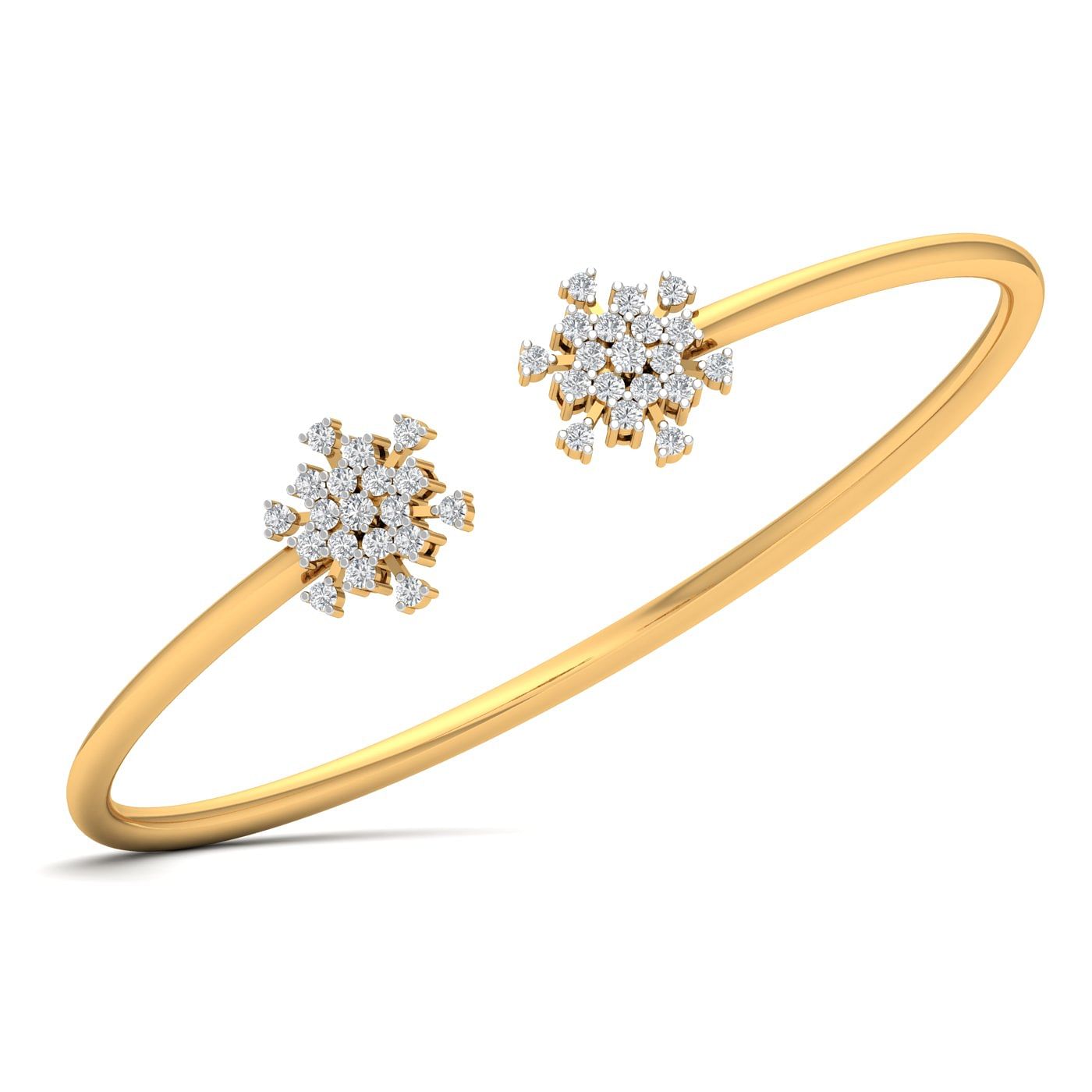 Dual Bloom Fleur Diamond Bracelet With Yellow Gold