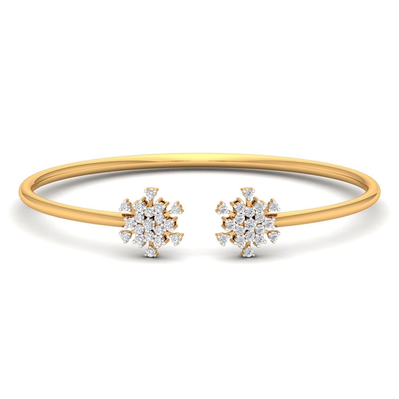 Dual Bloom Fleur Diamond Bracelet With Yellow Gold