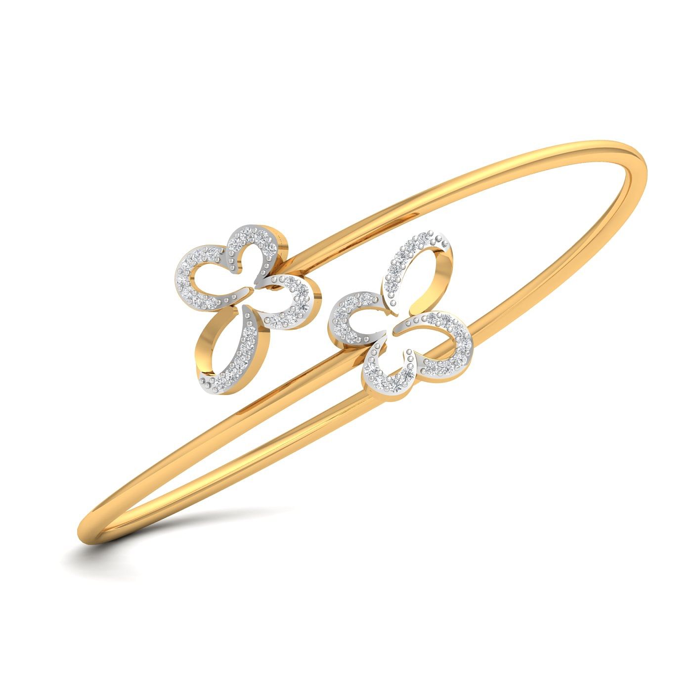 Yellow Gold Dio Butterfly Diamond Bracelet For Gift
