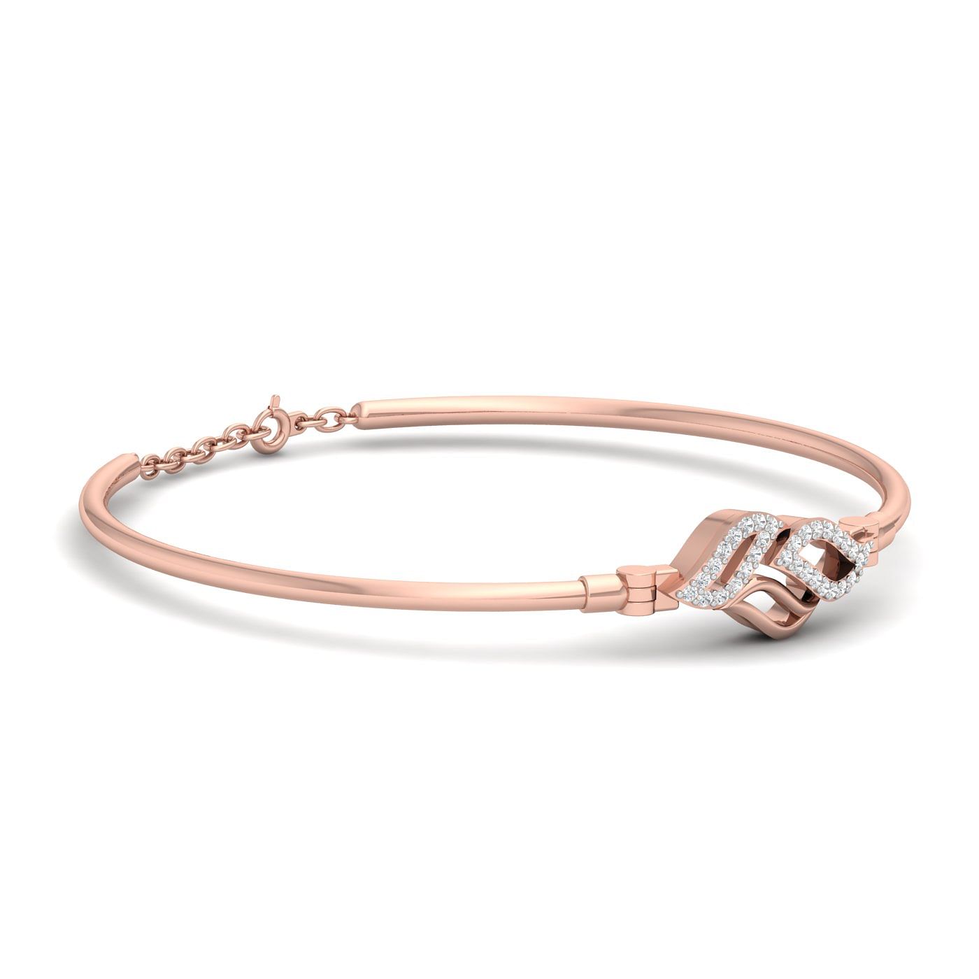 14k Rose gold chain bracelet Trio Leofe Diamond Bracelet for women
