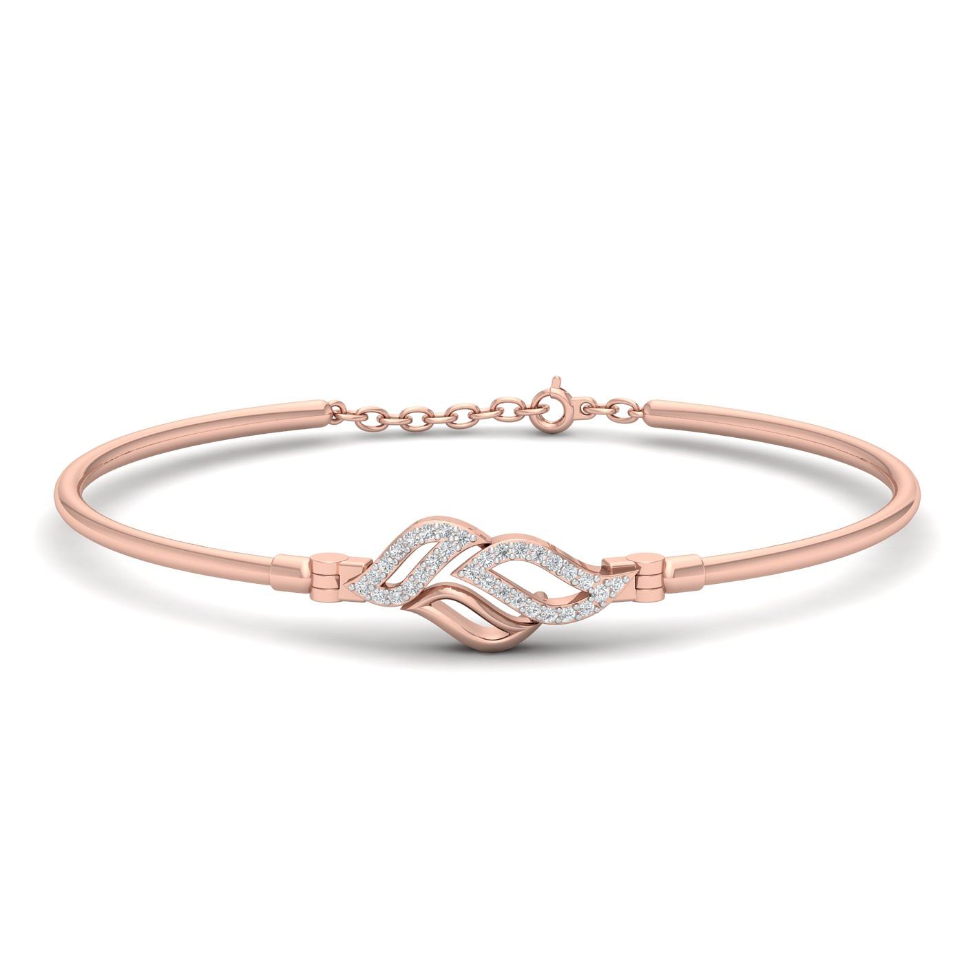14k Rose gold chain bracelet Trio Leofe Diamond Bracelet for women
