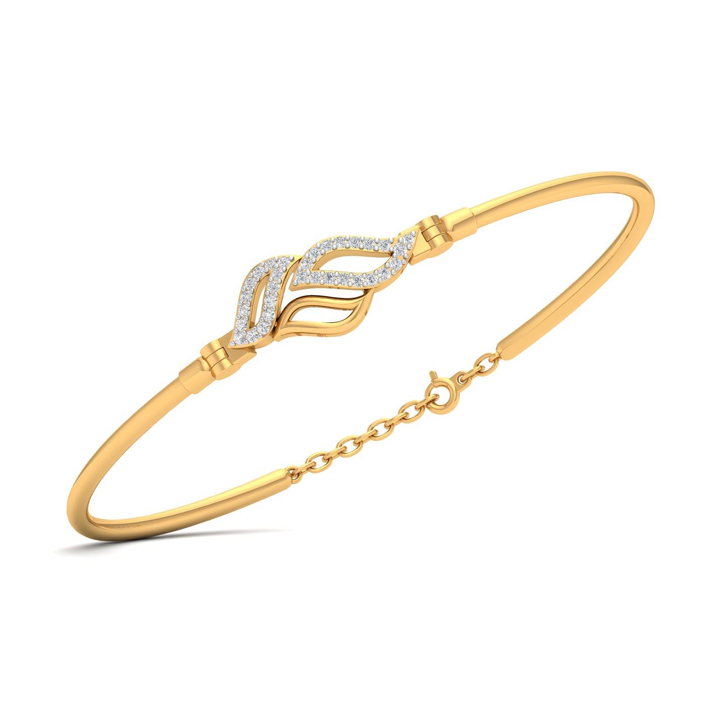 14k Yellow gold chain bracelet Trio Leofe Diamond Bracelet for women