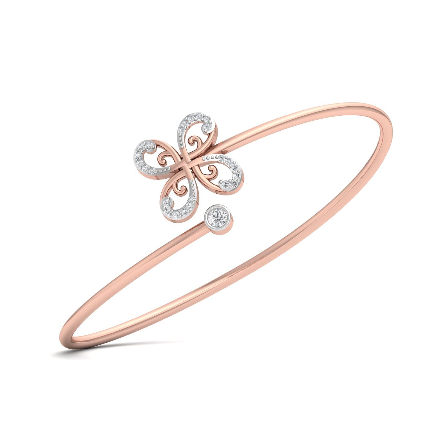 18k Rose Gold Flora Blossom Diamond Bracelet For Bridal