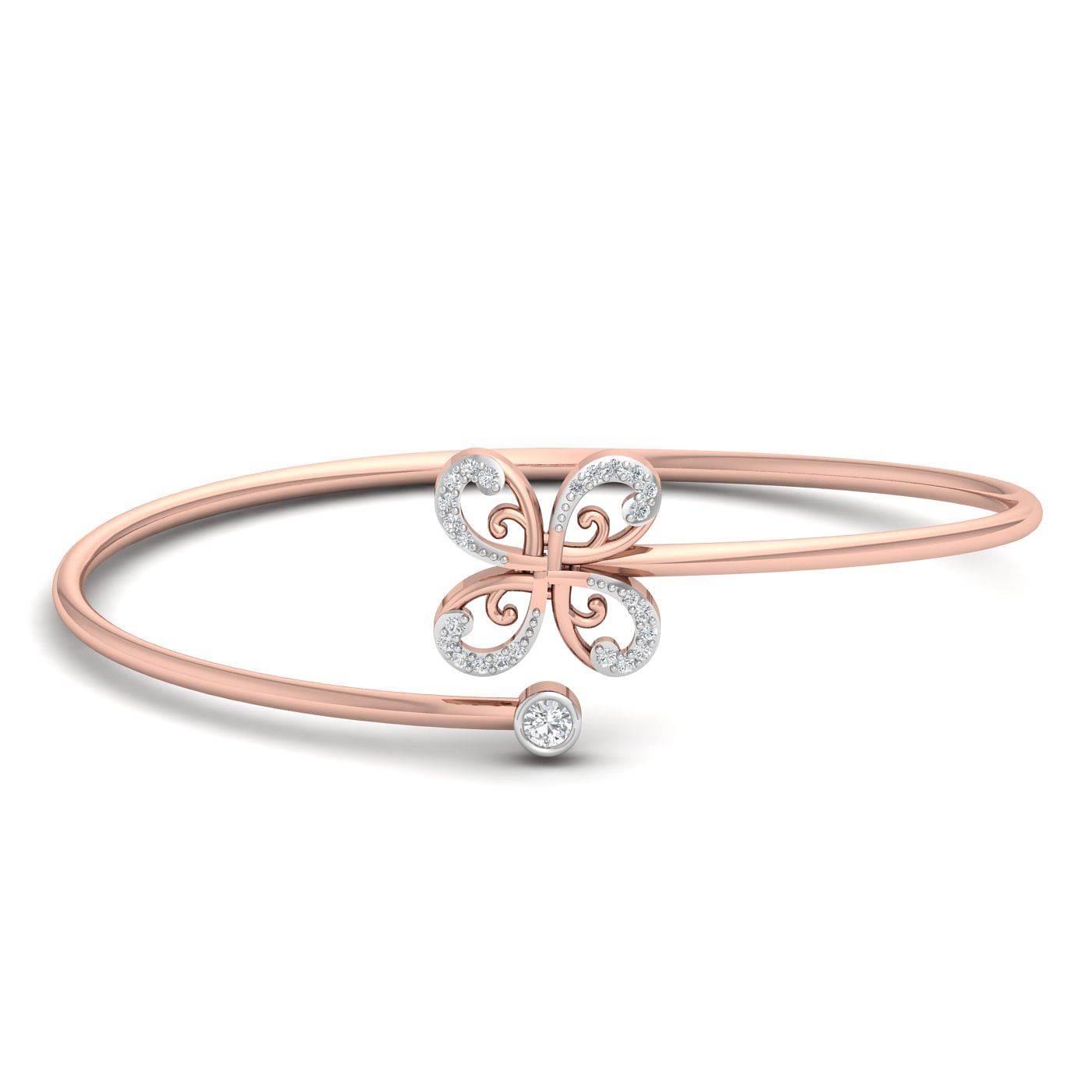 18k Rose Gold Flora Blossom Diamond Bracelet For Bridal