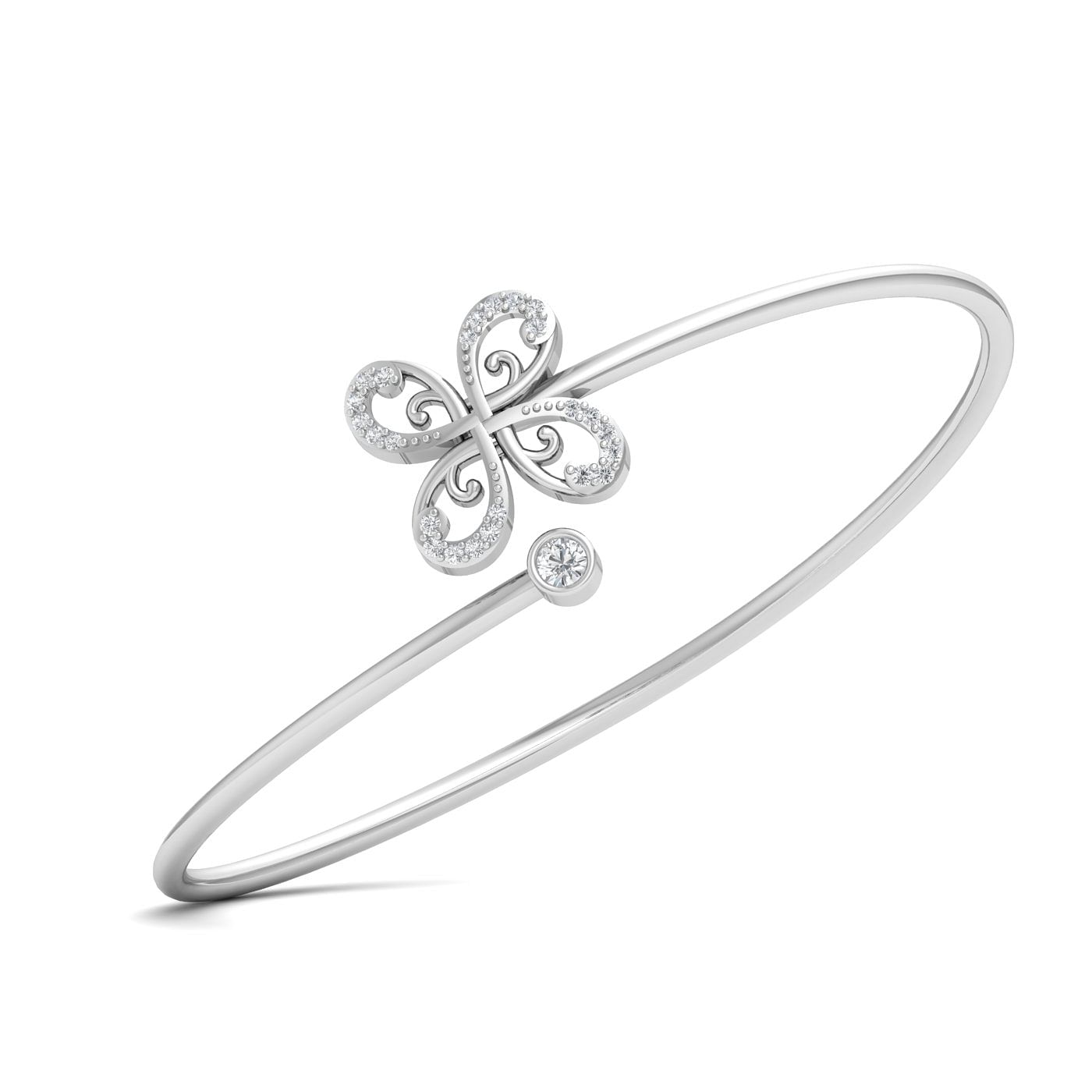 18k White Gold Flora Blossom Diamond Bracelet For Bridal