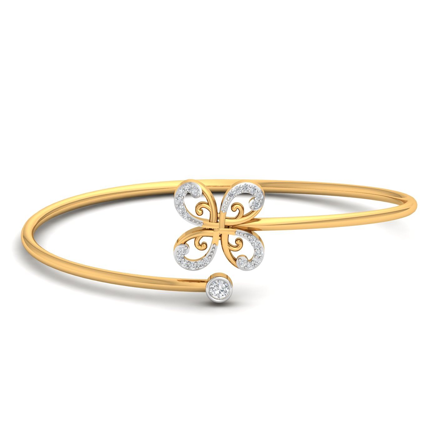 18k Yellow Gold Flora Blossom Diamond Bracelet For Bridal