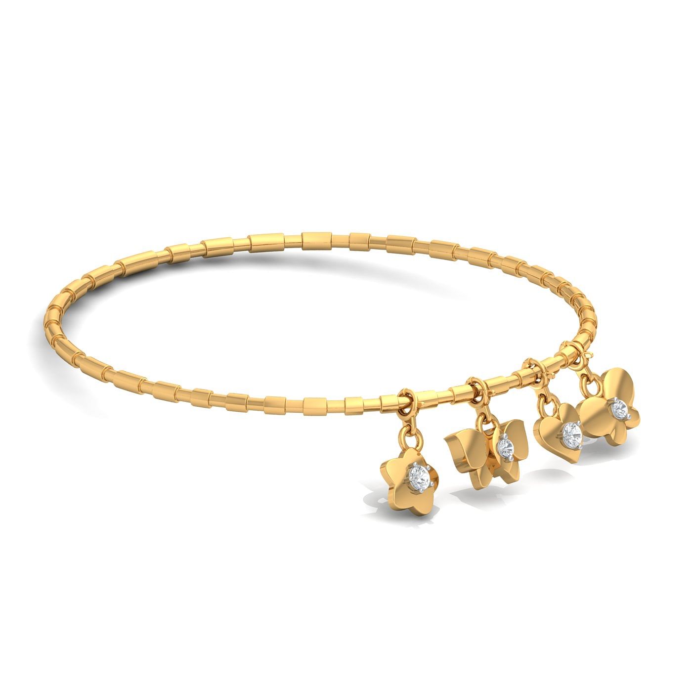 18k Yellow Gold Pallavi Diamond Charm Bracelet For Gift