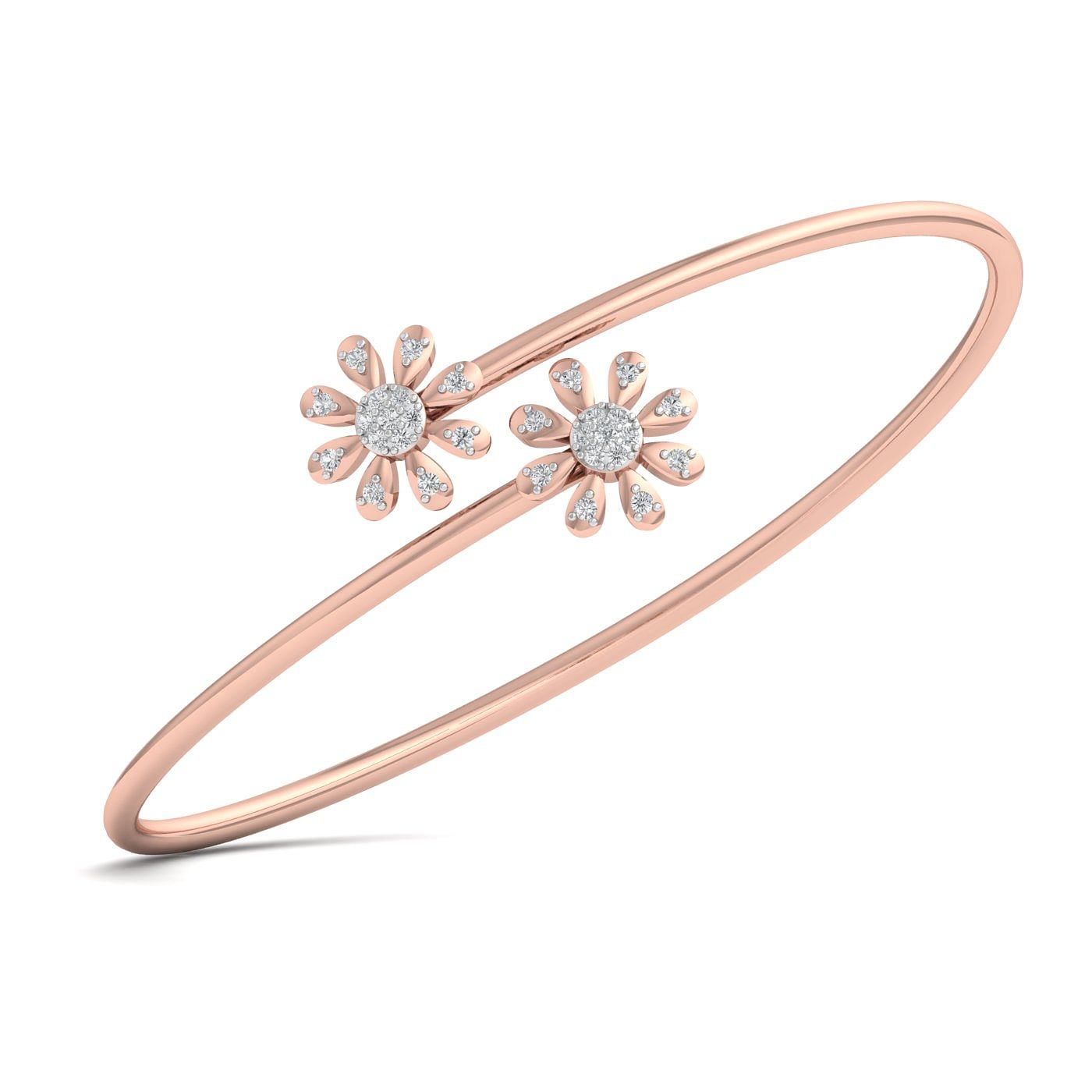 Office Wear Rose Gold Daisy Bloom Diamond Bracelet For Women