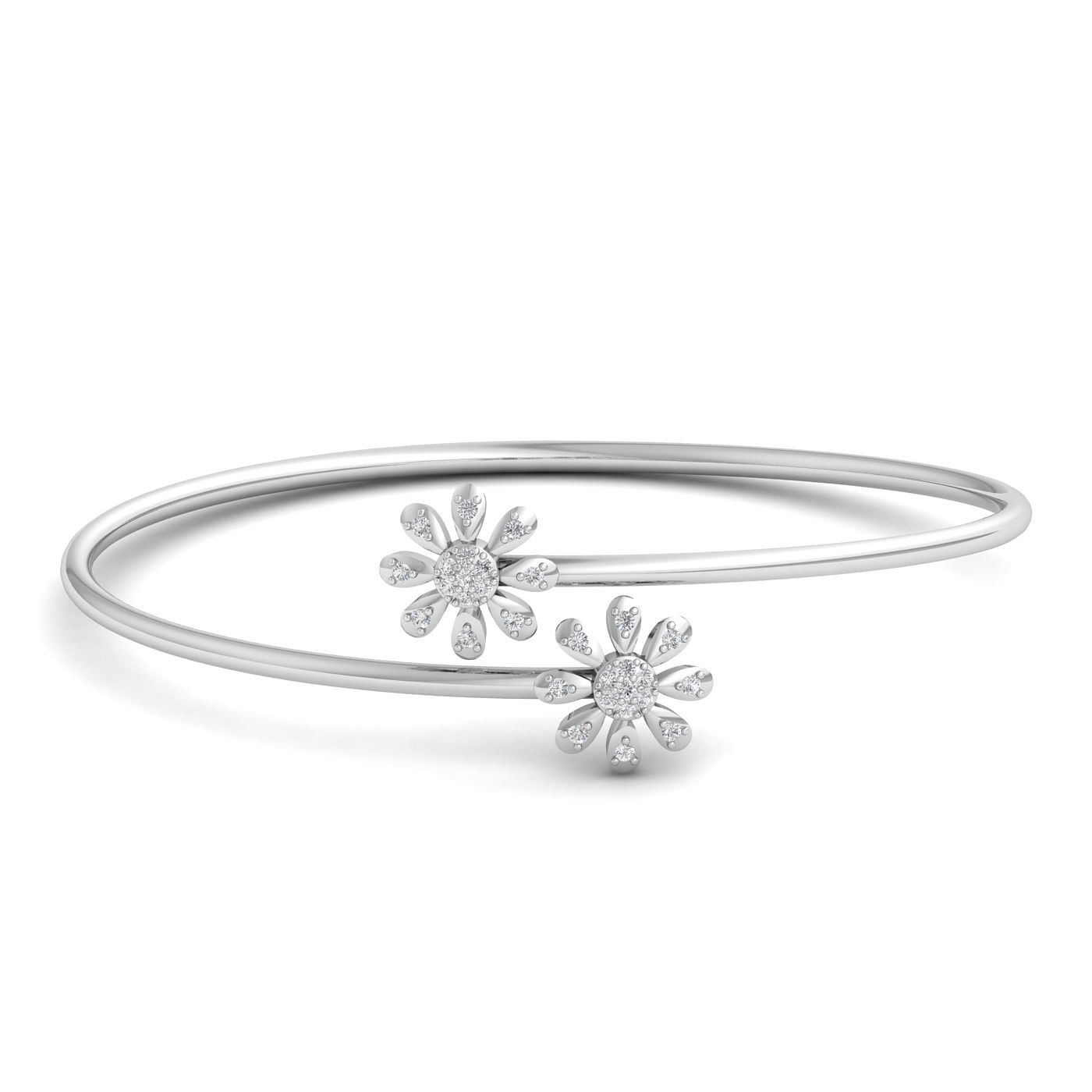 Office Wear White Gold Daisy Bloom Diamond Bracelet For Women