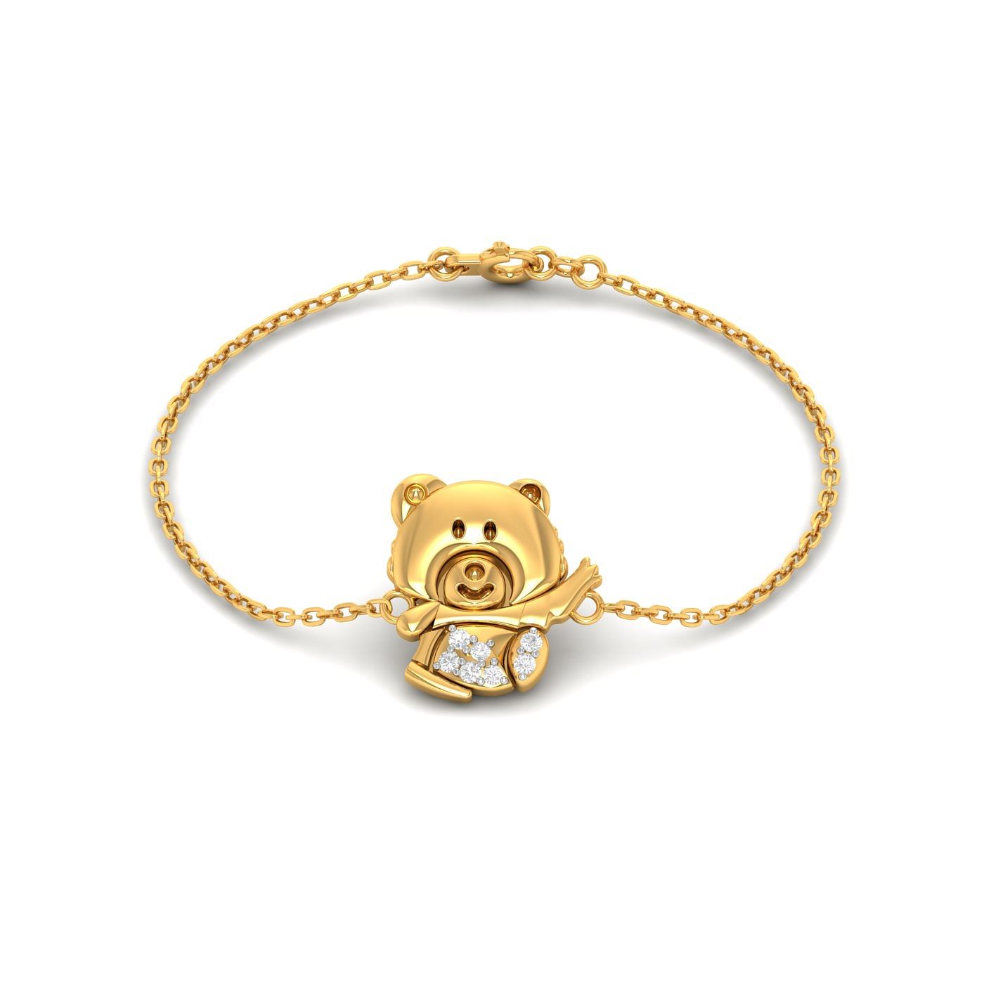 Yellow Gold Teddy Bear Kids Gold Bracelet