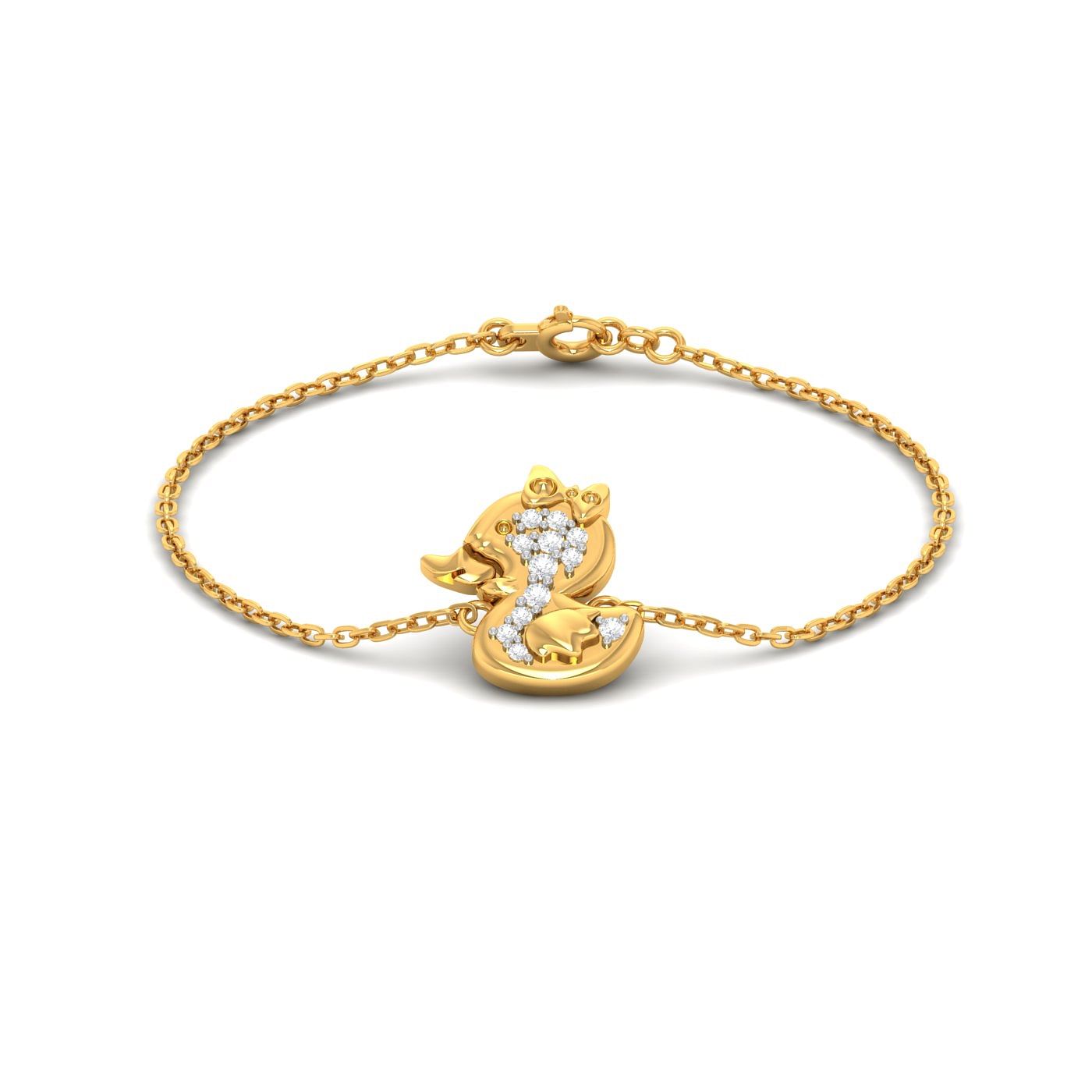 Yellow Gold Cute Baby Duck Gold Bracelet