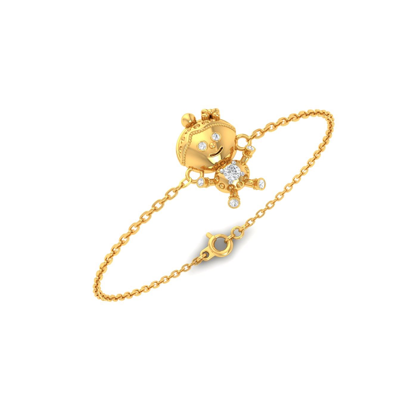 Yellow Gold Cartoon Gold Diamond Baby Bracelet